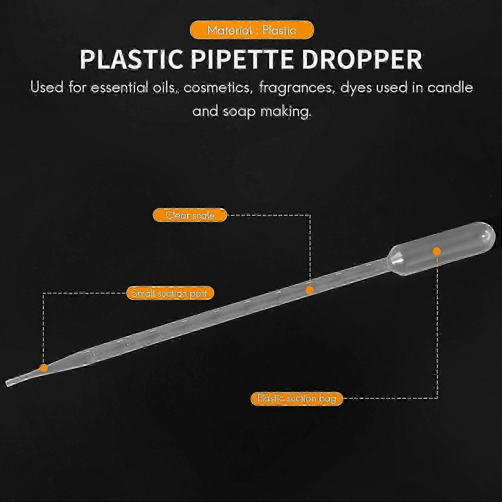 50-Pack 10ml Clear Plastic Pipettes with Dropper Tips for Lab Use