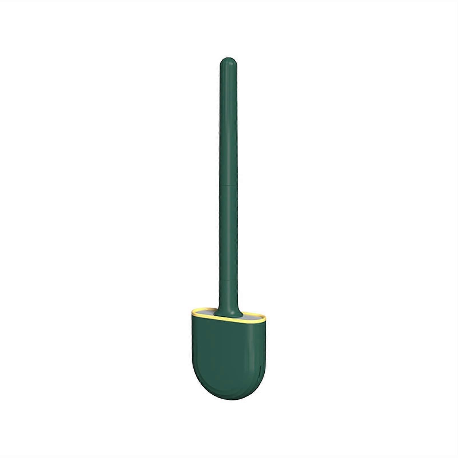 Toilet Brush Soft Glue Wall Mounted With Base Detachable Brush Drying Holder With Handle Green WC Toilet Cleaner