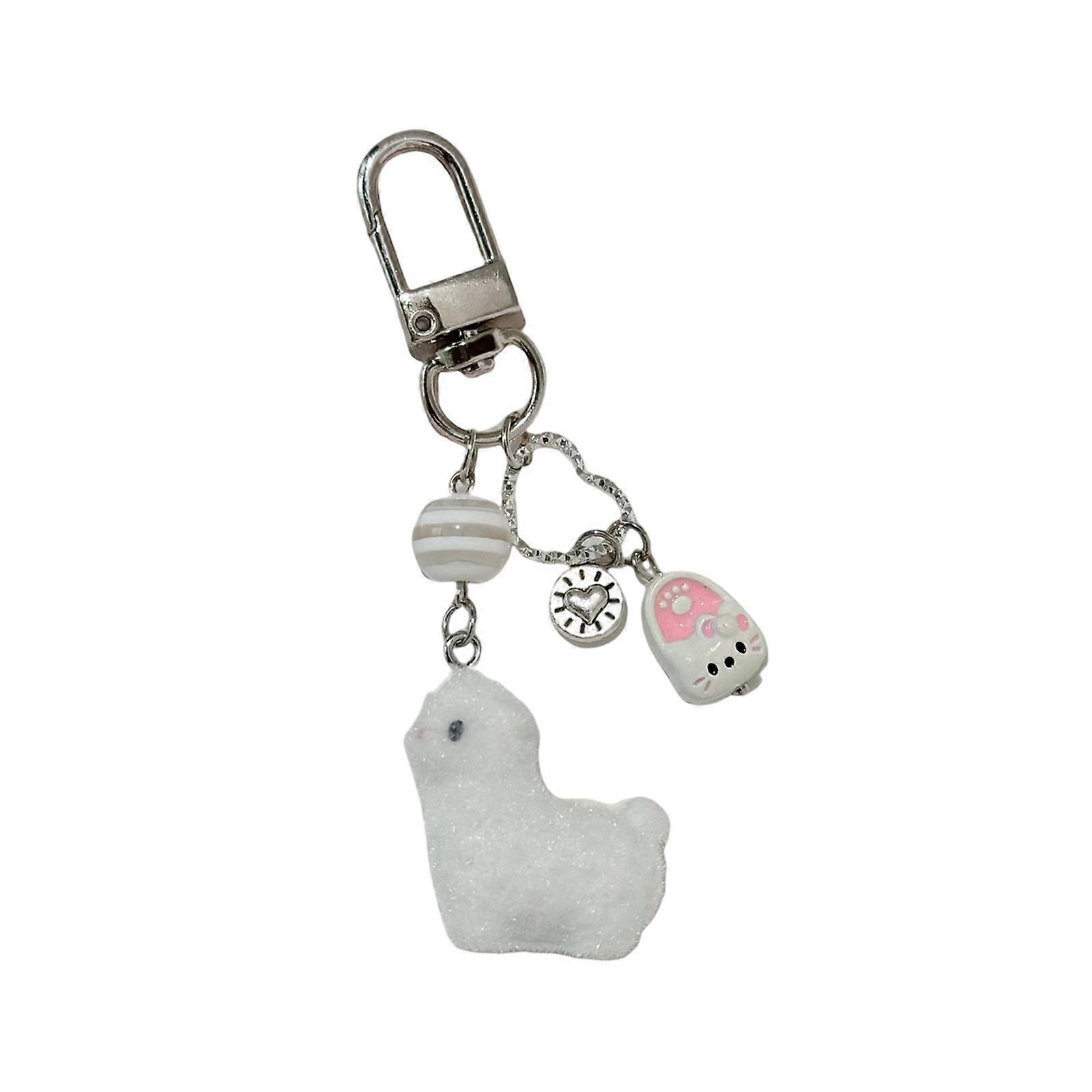 Cute Alpacas Keychain Sturdy Resin Design Lightweight Waterproof Decorative Accessory for Keys Bags Multicolor