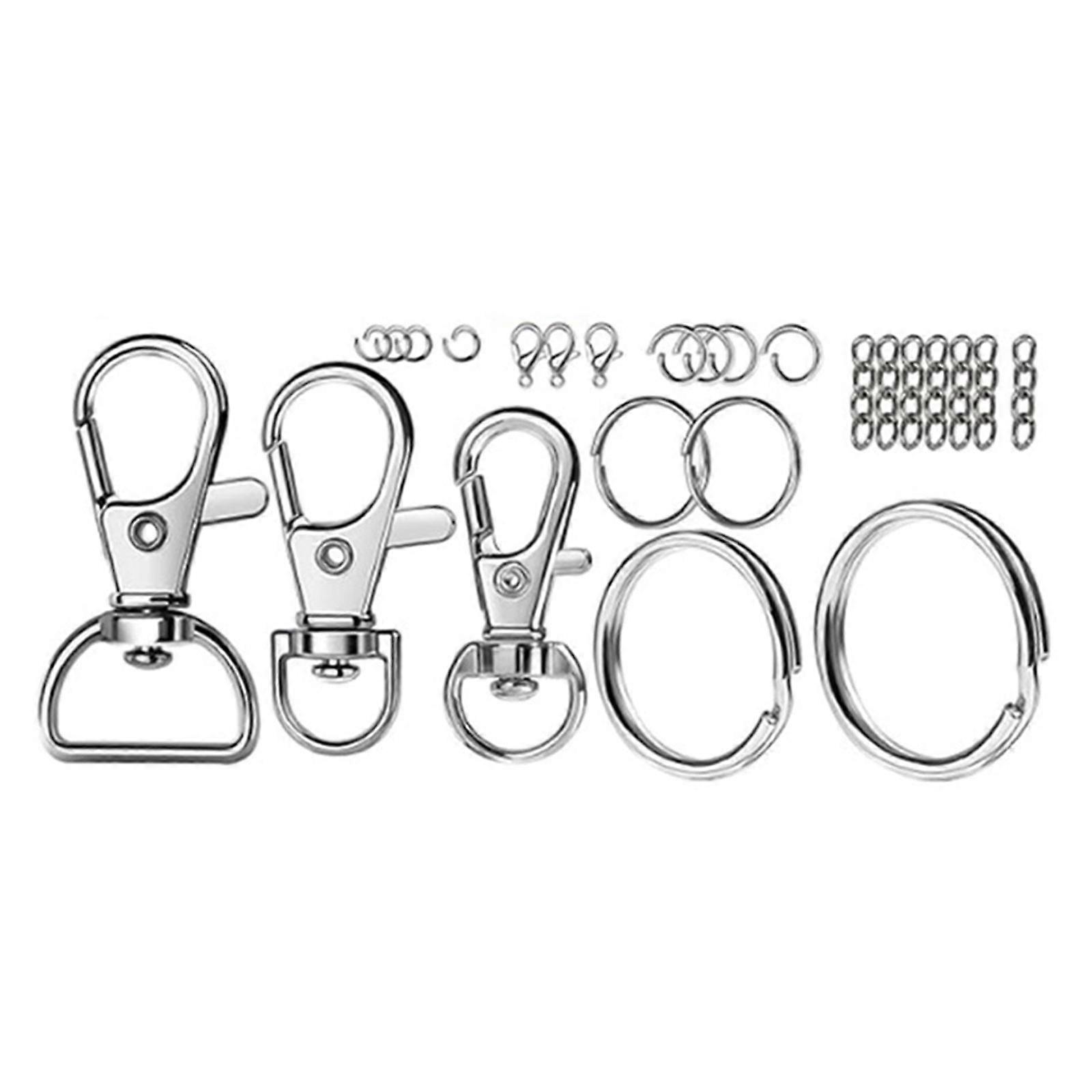 265pcs/set Keychain Clips with Key Rings Metal Claw Clasps Key Chain Kits Lanyard Clip for Keys Crafts Assorted Sizes Multicolor