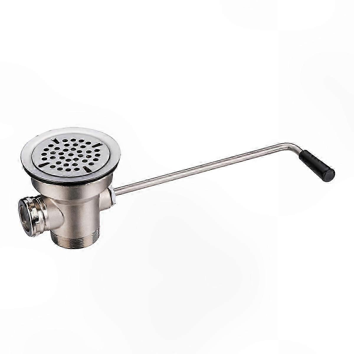 3.5" Sink Drain Valve with Twist Lever, Overflow Inlet for Commercial Use