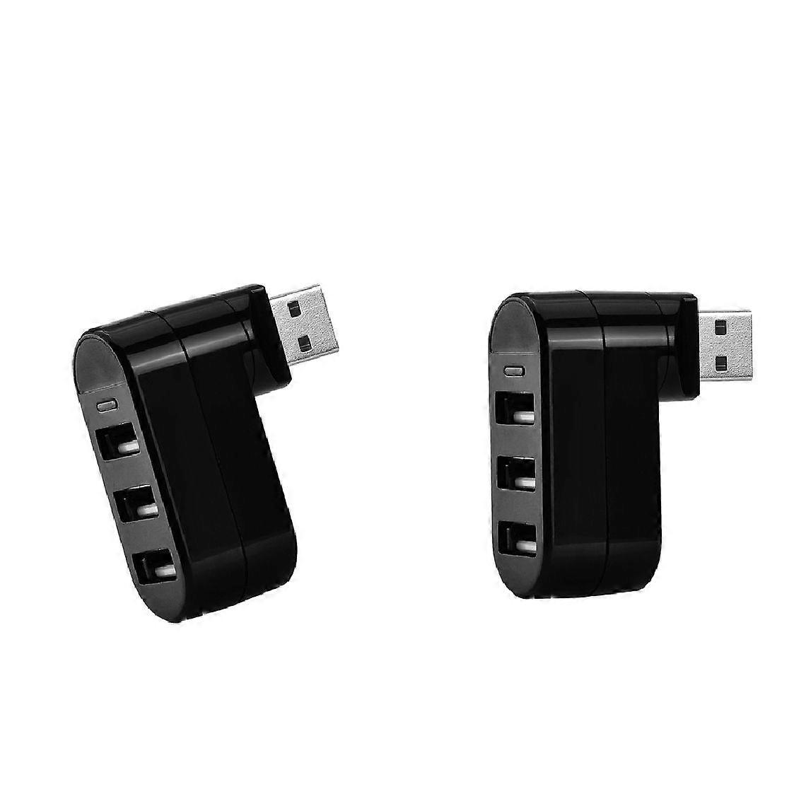 2x 2x Creative USB 2.0 180 Degree Rotating Hub Splitter Adapter - Black