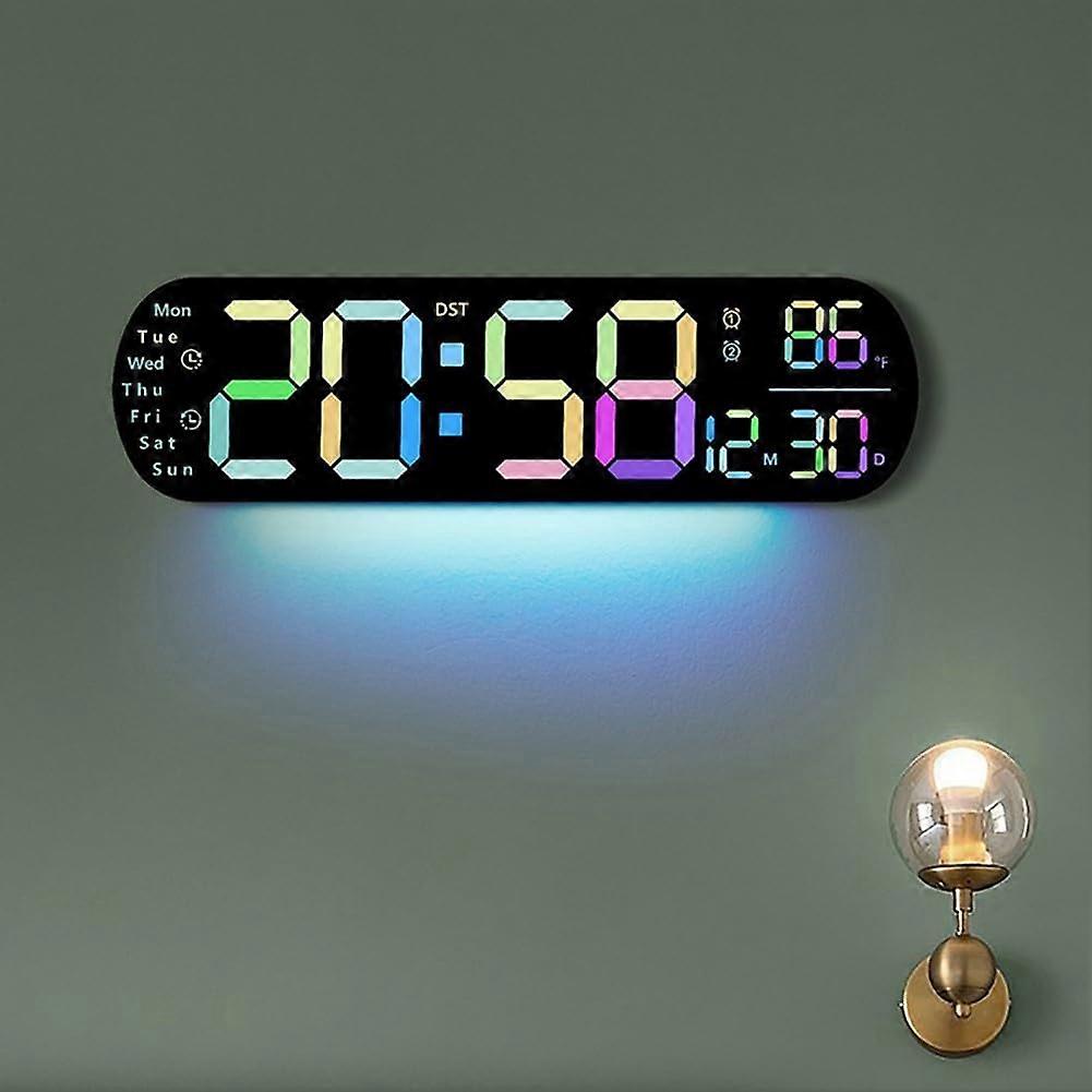 Large Screen Digital Wall Clock, LED Display, Model E, TenLevel Manual Brightness, Multifunctional Clock, For Living Room