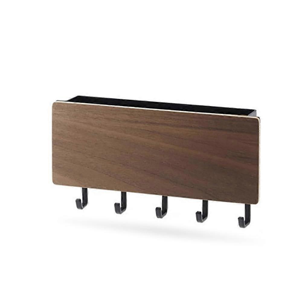 Wall Shelf Punch NoDrill Door Keys Hanger Decorative Hook Box Hallway SpaceSaving Rack Umbrella Holder Walnut