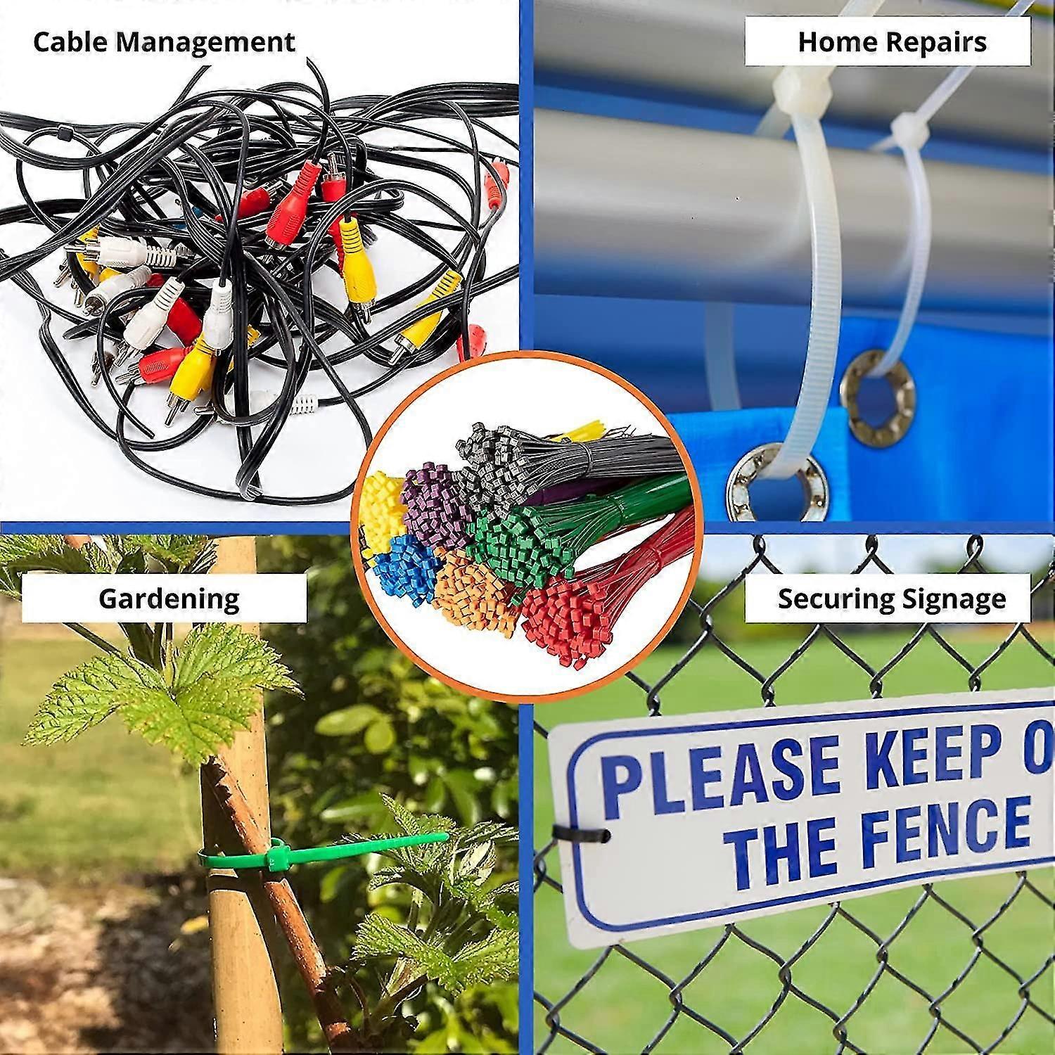100 Pack Cable Ties, White/natural, 200mm X 2.5mm, Premium Quality Plastic Cable Ties