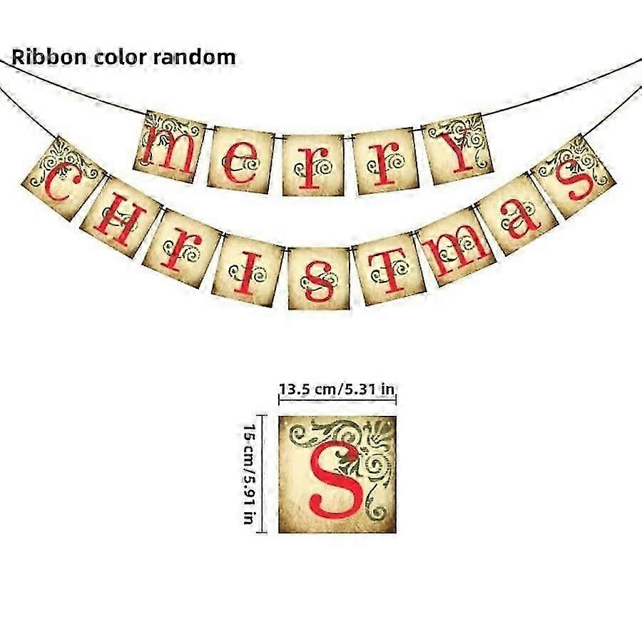 Vintage Christmas flag Christmas banner party decoration Merry Christmas Christmas tree scene flag carving Christmas square flag