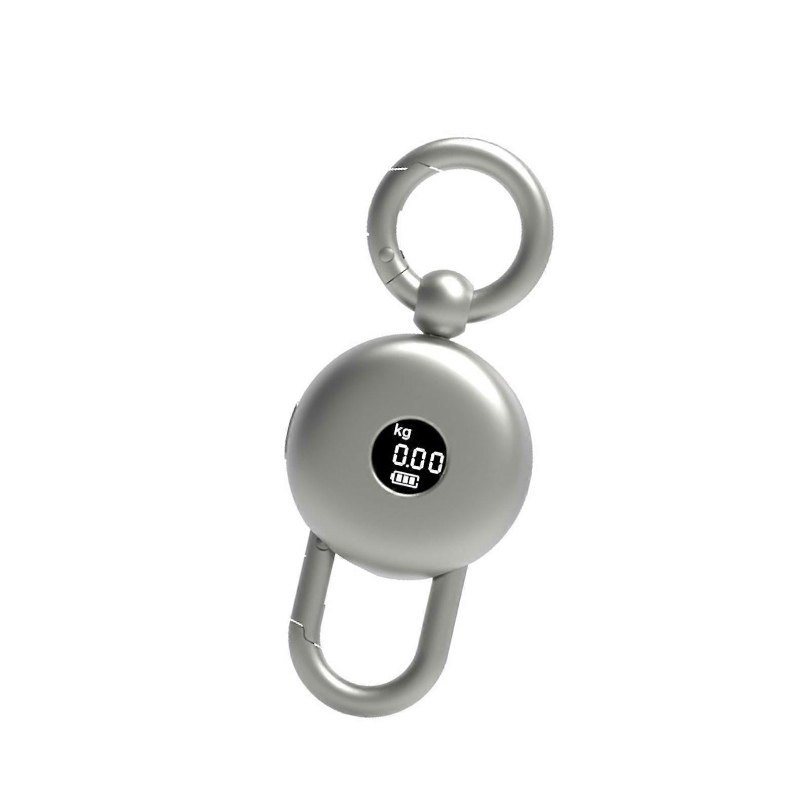 Pocket Sized Keychain Electronic Scale Alloy Construction Negative LCD Screen  Weighing Device For Luggage Grocery  Silver