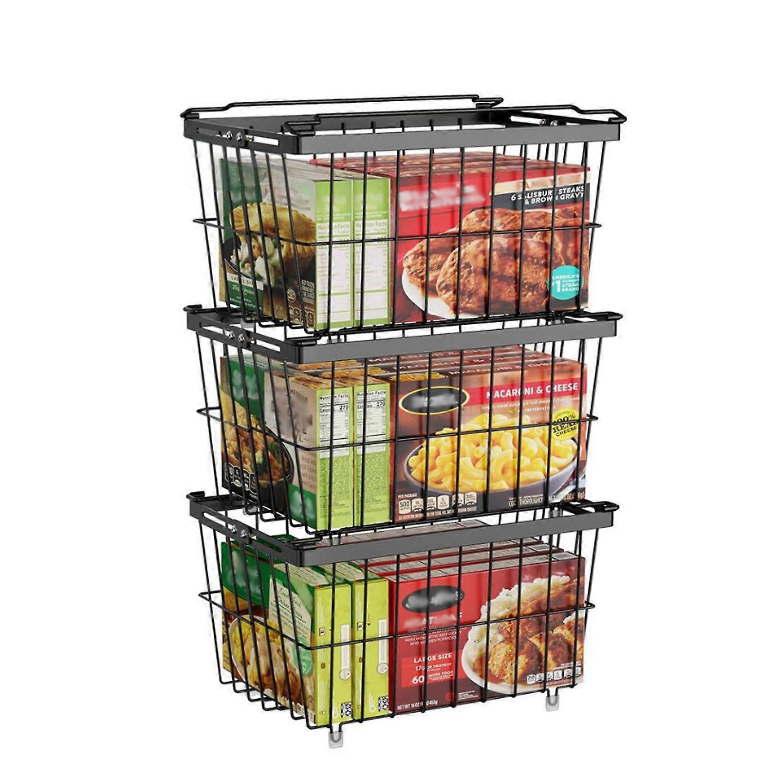 Oversized Refrigerator Planner Basket Thickened Metal Wire Plan Stackable Refrigerator Container For Freezing Food Storage Easy To Clean Multicolor