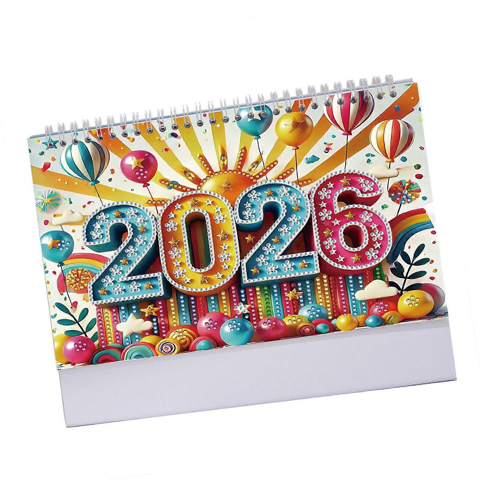 Twenty twenty six Additional Paper Standing Calendar Highlighting DIY Stone Art Monthly Panes For Office Desk And Home D Multicolor