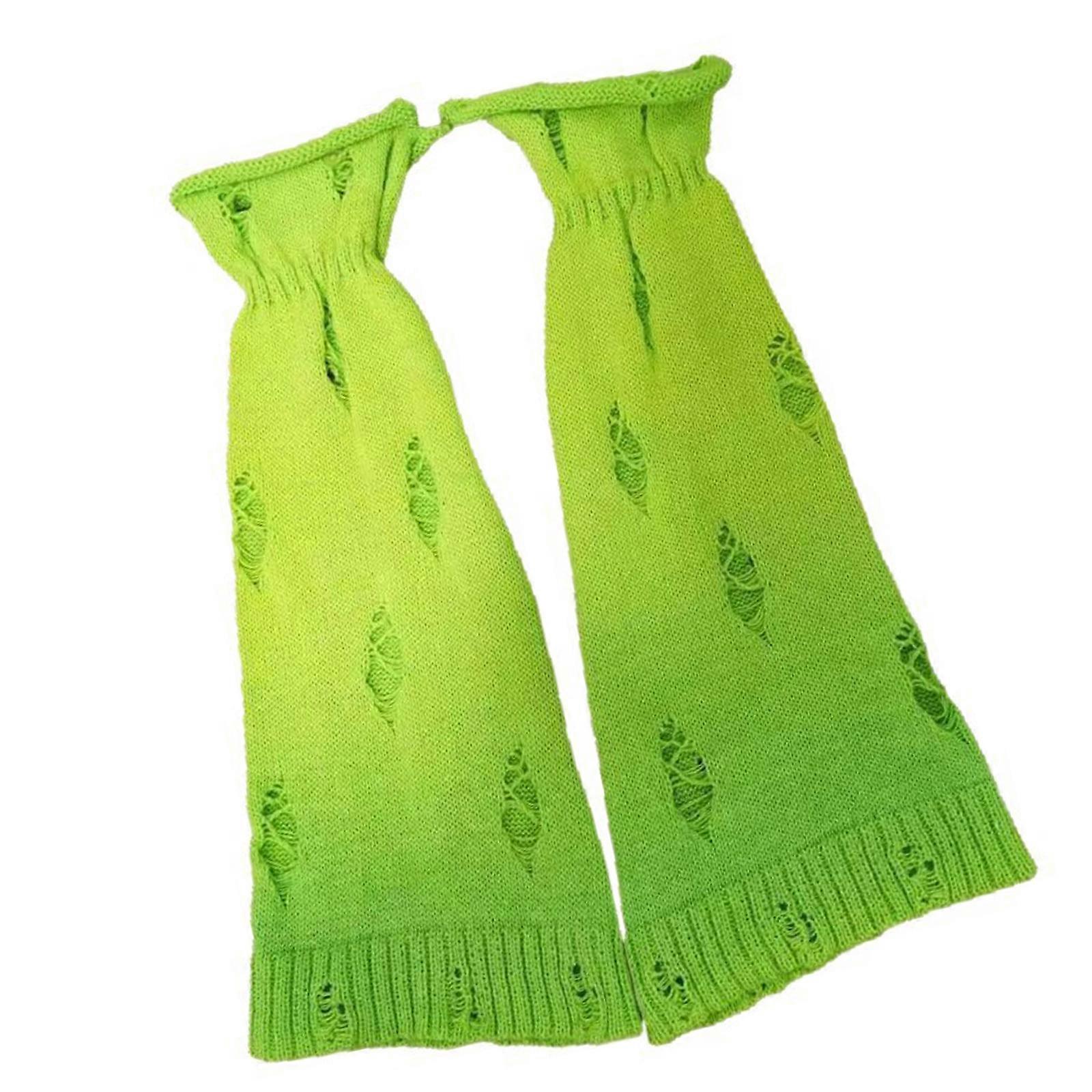 Leg Warmer with Distressed Detailing and Foldable for Unisex Layering  Green