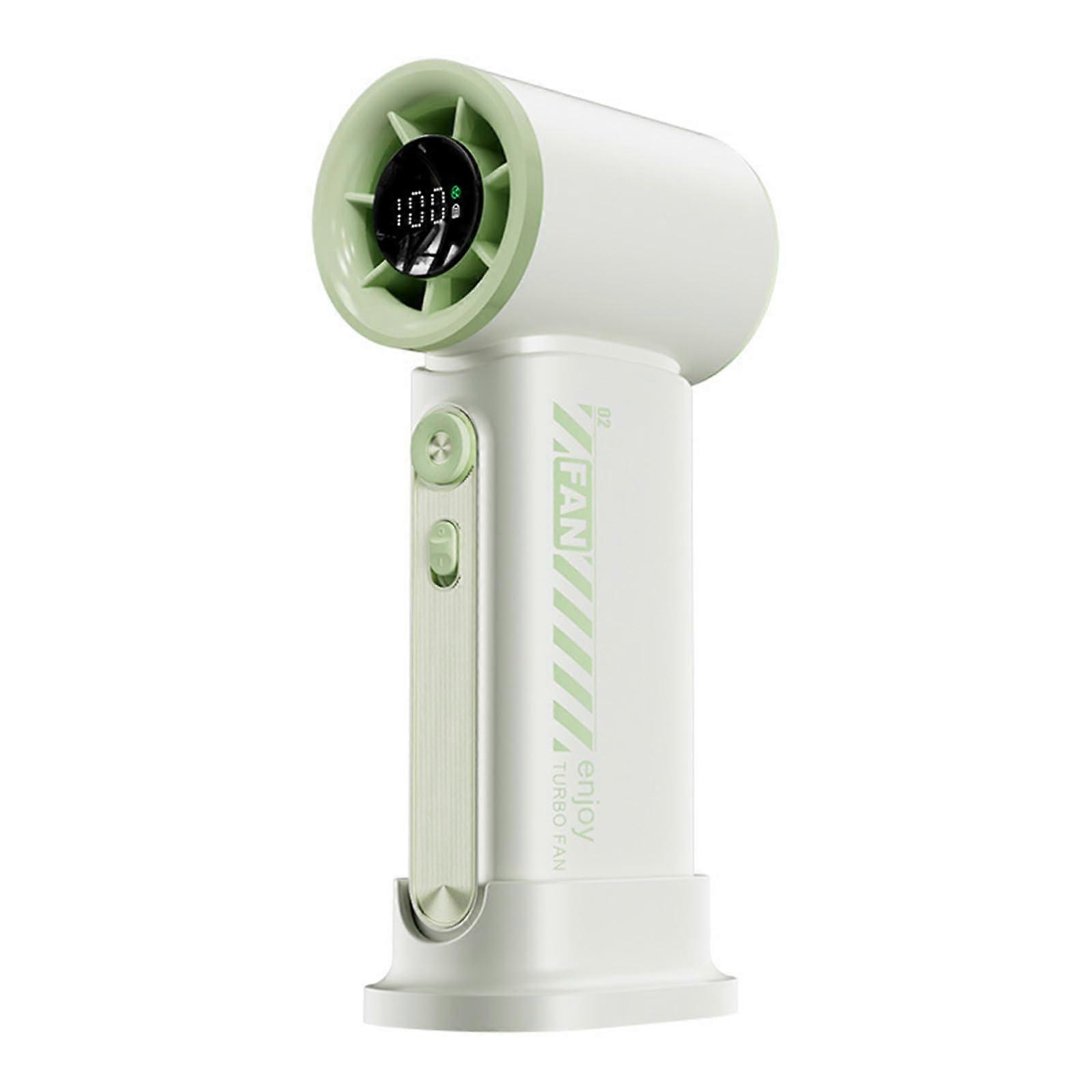 Portable Handheld Fan with Digital Display, USB Rechargeable 3600mAh Battery, ABS Texture for Travel, Office and Outdoor, Light Green