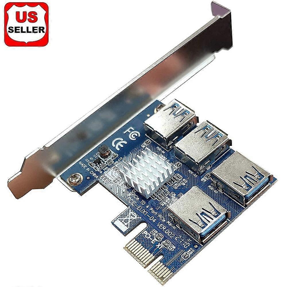 LINKPAL 1 to 4 PCIe 16X Riser Card, PCI-E 1X to 4 External Slots Adapter with USB 3.0, Mining Special Riser for Bitcoin Miner