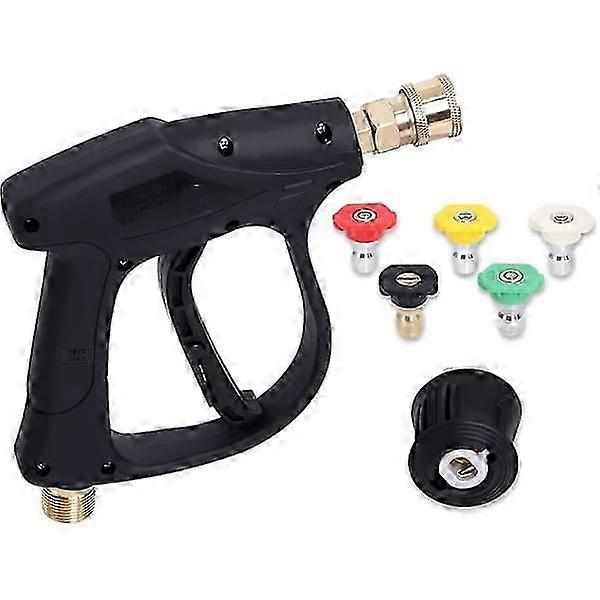 High Pressure Washer Gun Handle Compatible with Karcher, 1/4" Quick Connect & Adapter with 5 Nozzles