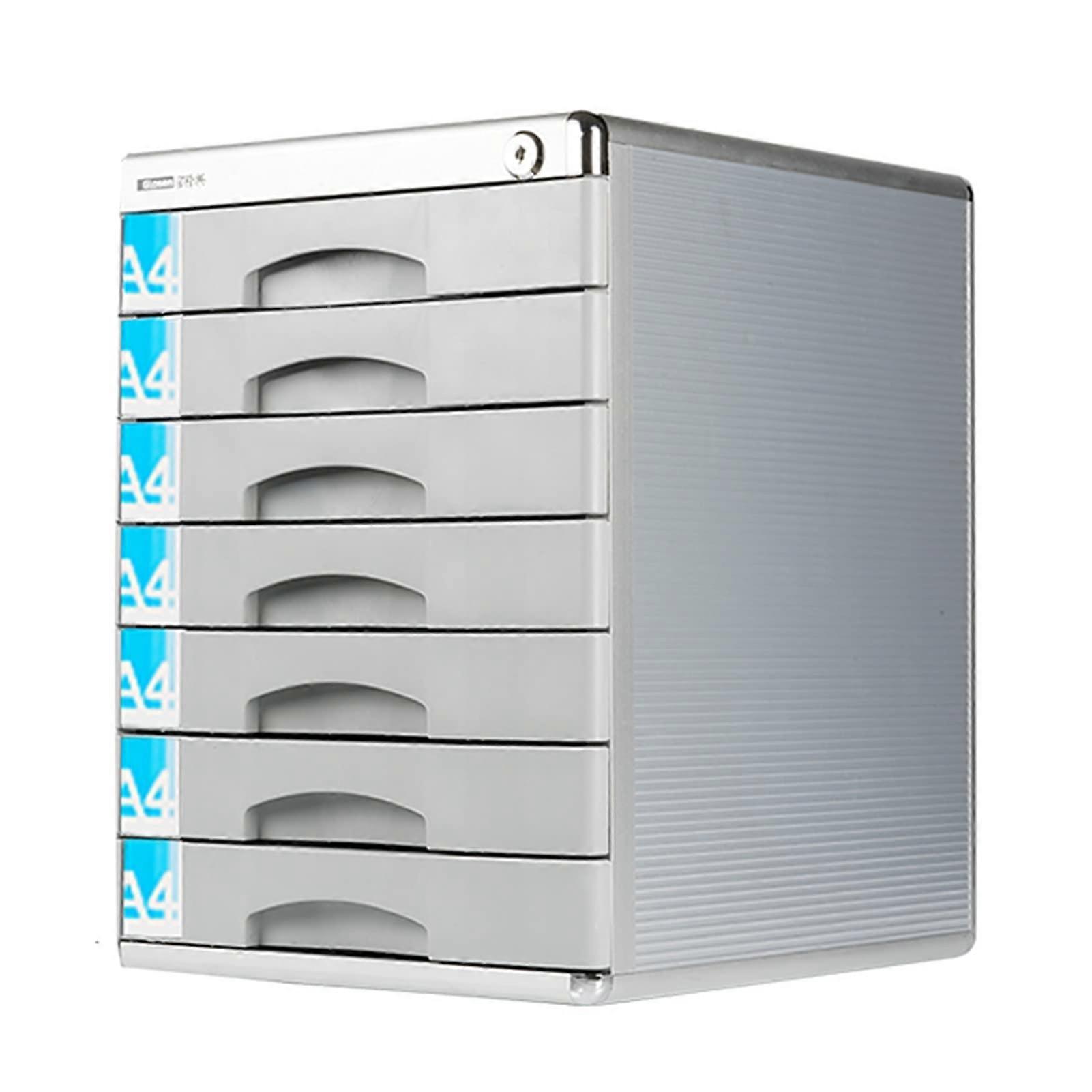 Desktop Filing Cabinet 7Layer Aluminum Lockable Drawer Organizer for A4 Paper Documents Magazines