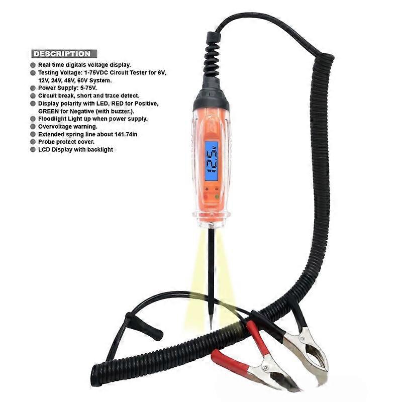 LCD Automotive Circuit Tester with Sound & Light Feedback