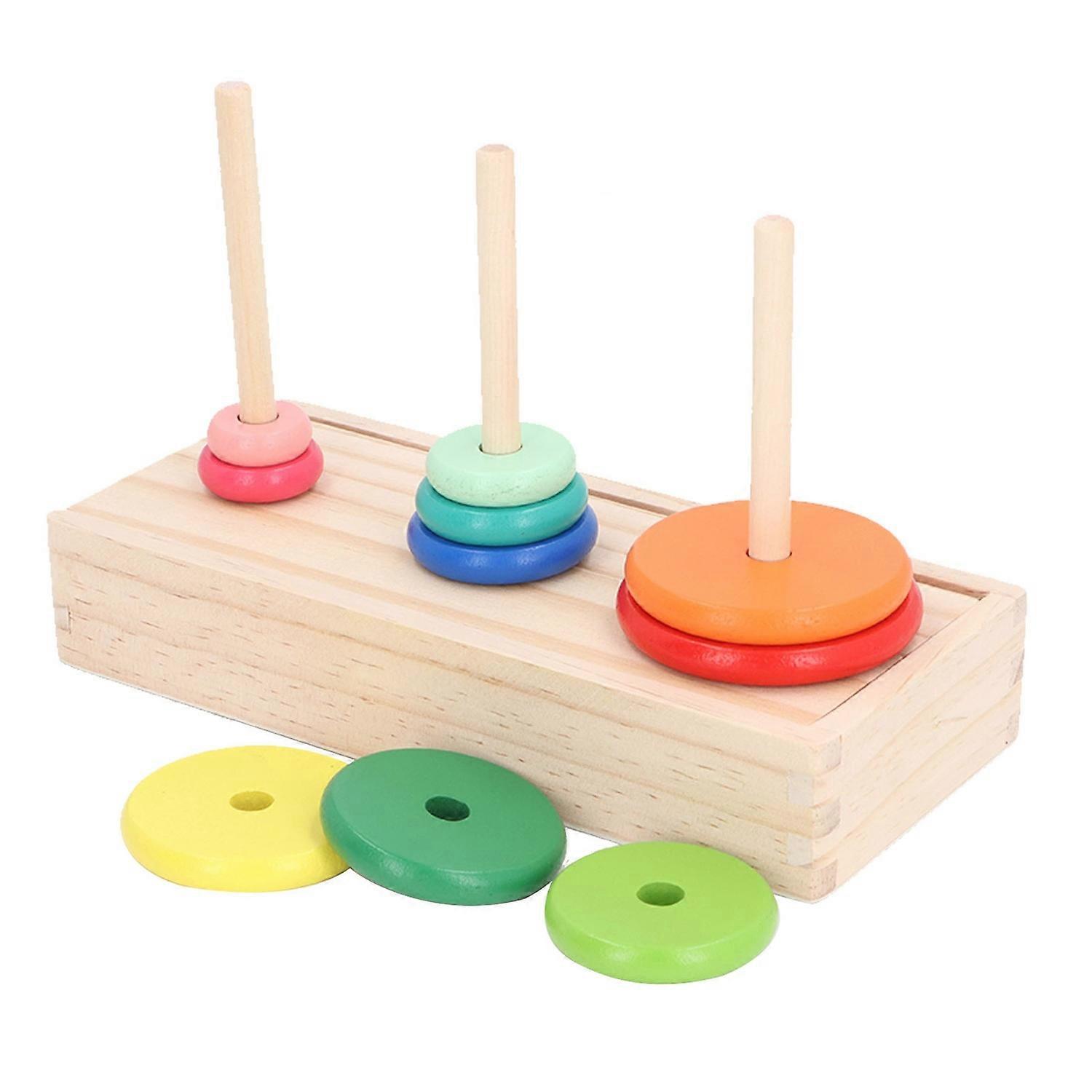 Puzzle Game Wooden Tower Educational Logical Thinking Training 10 Rings Tower Intellectual Toy Brain