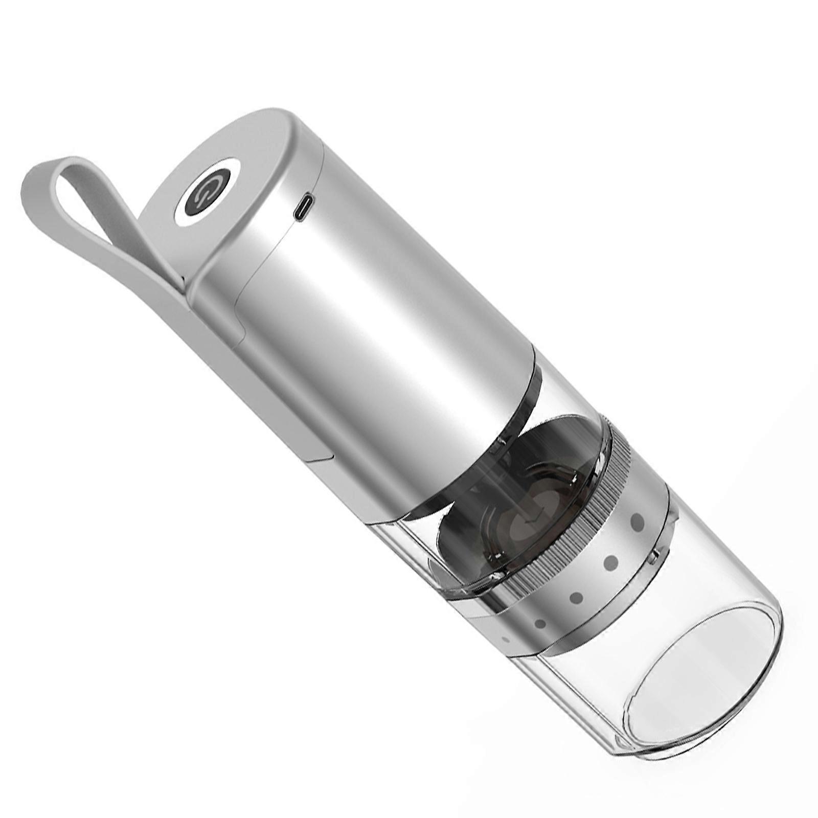 Moulin à café multifonctionnel rechargeable, broyeur à grains de café à meules réglables, idéal pour une utilisation en extérieur, en intérieur et en voyage (argenté).
