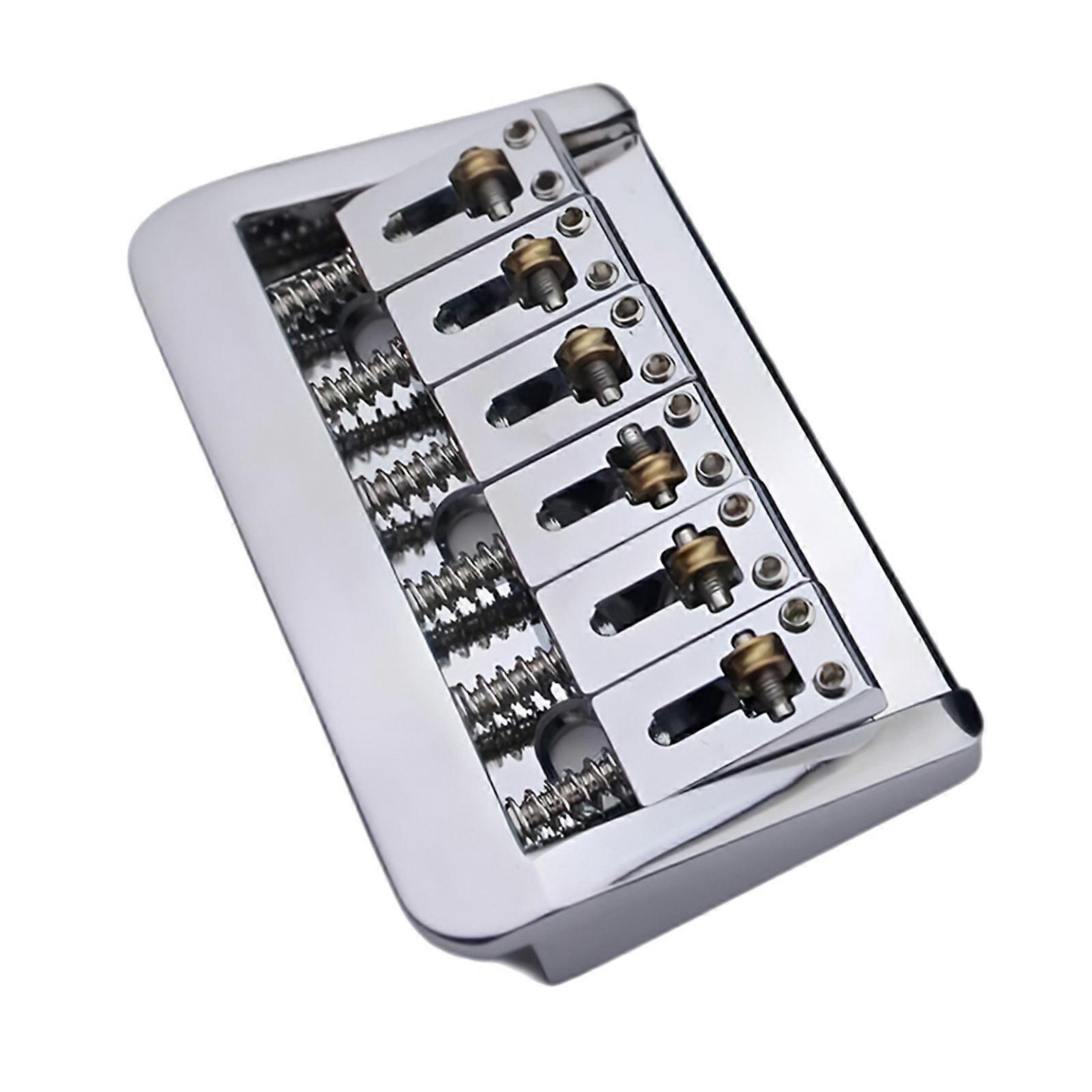 Adjustable 6 String Guitar Bridge For Electric Guitars Part Includes Wrench And Mounting Hardware 10.5mm Spacing  Silver