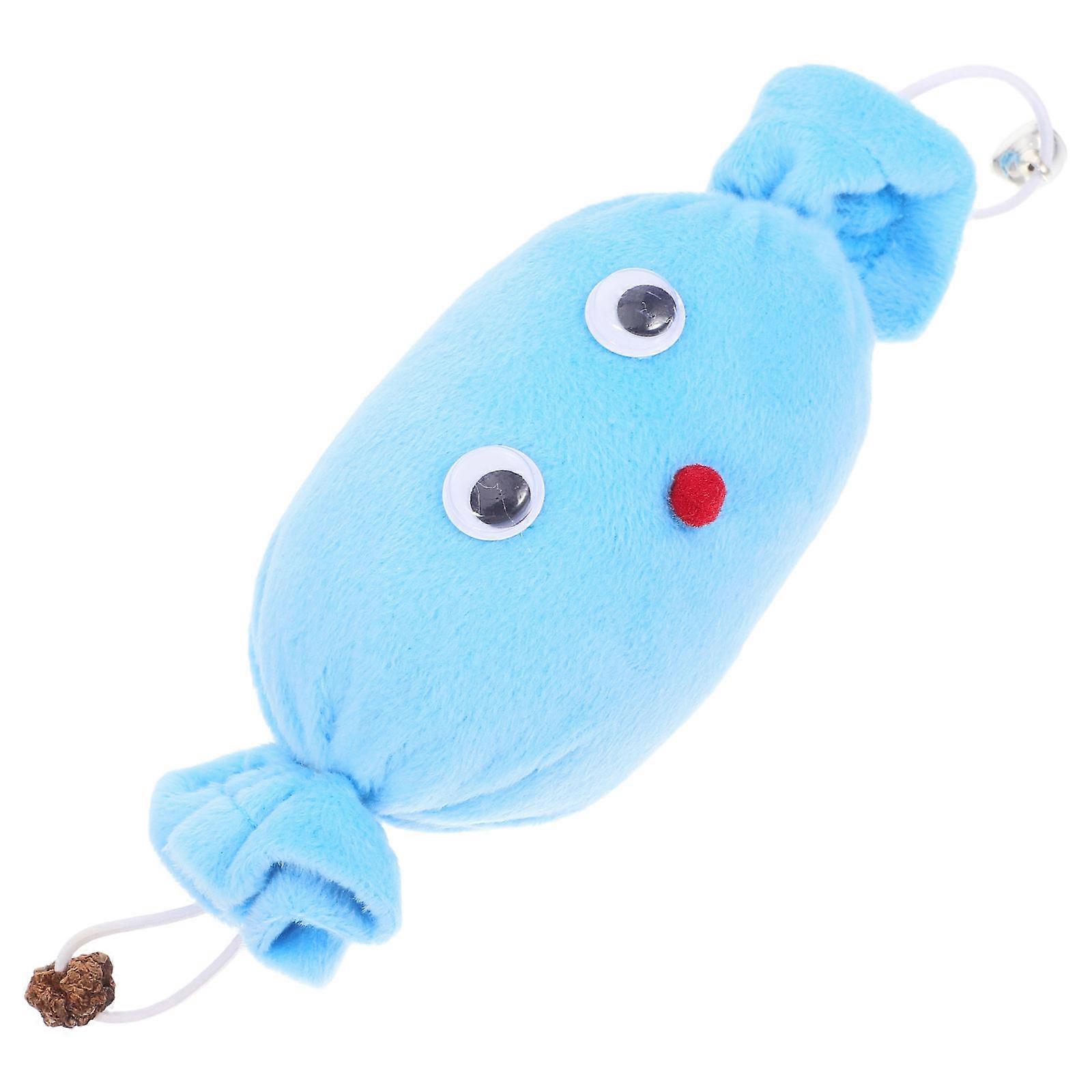 Cat Plush Toy Interactive Soft Teething Cat Toys Candy Shape with Bell