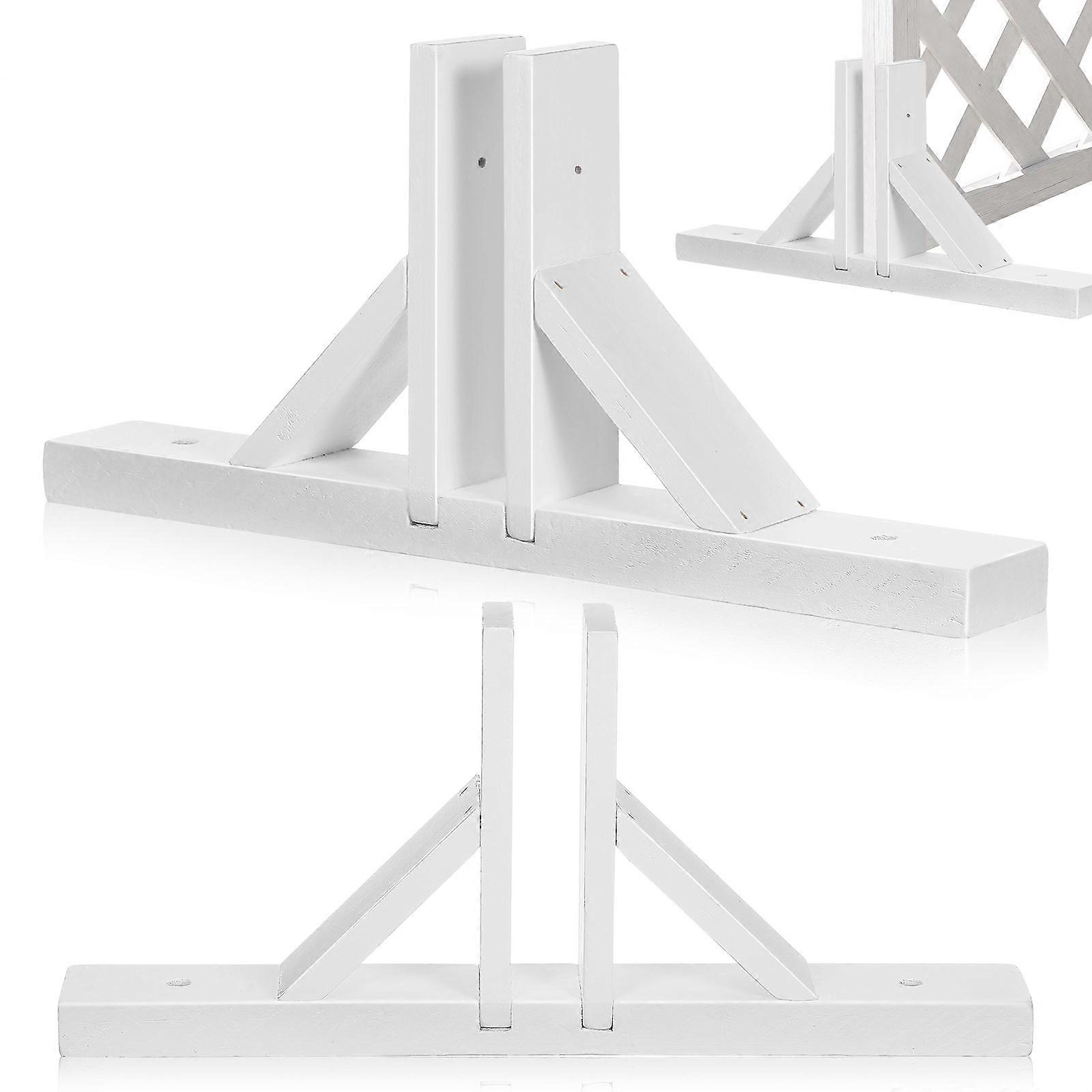 White Solid Wood Fence Base for Garden Support 2Pcs Lawn Stand