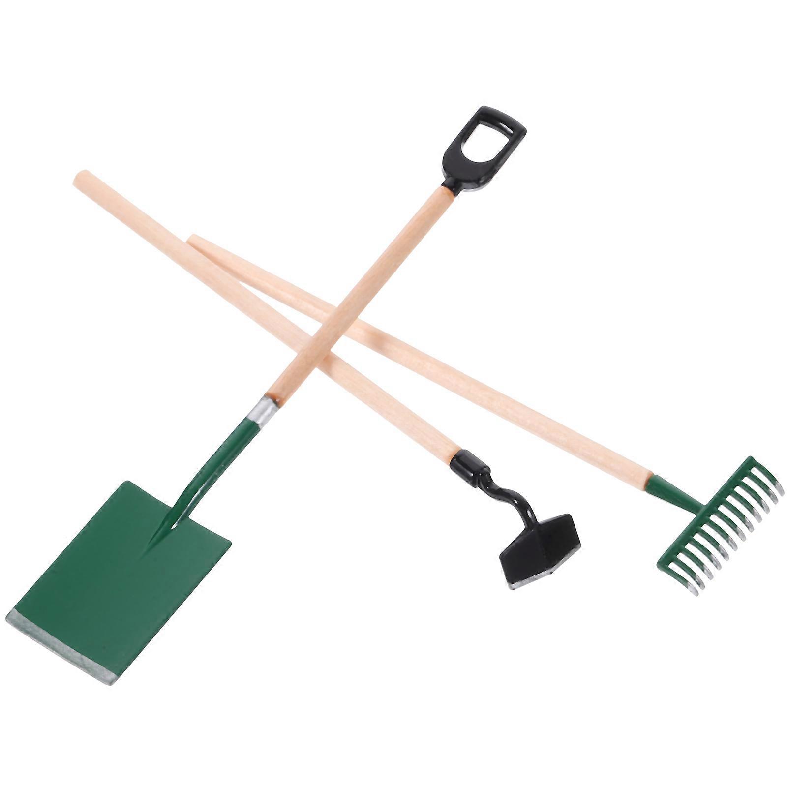 Mini Gardening Tool Garden Set for Decoration 3Pcs Spade Rake Hoe Assorted
