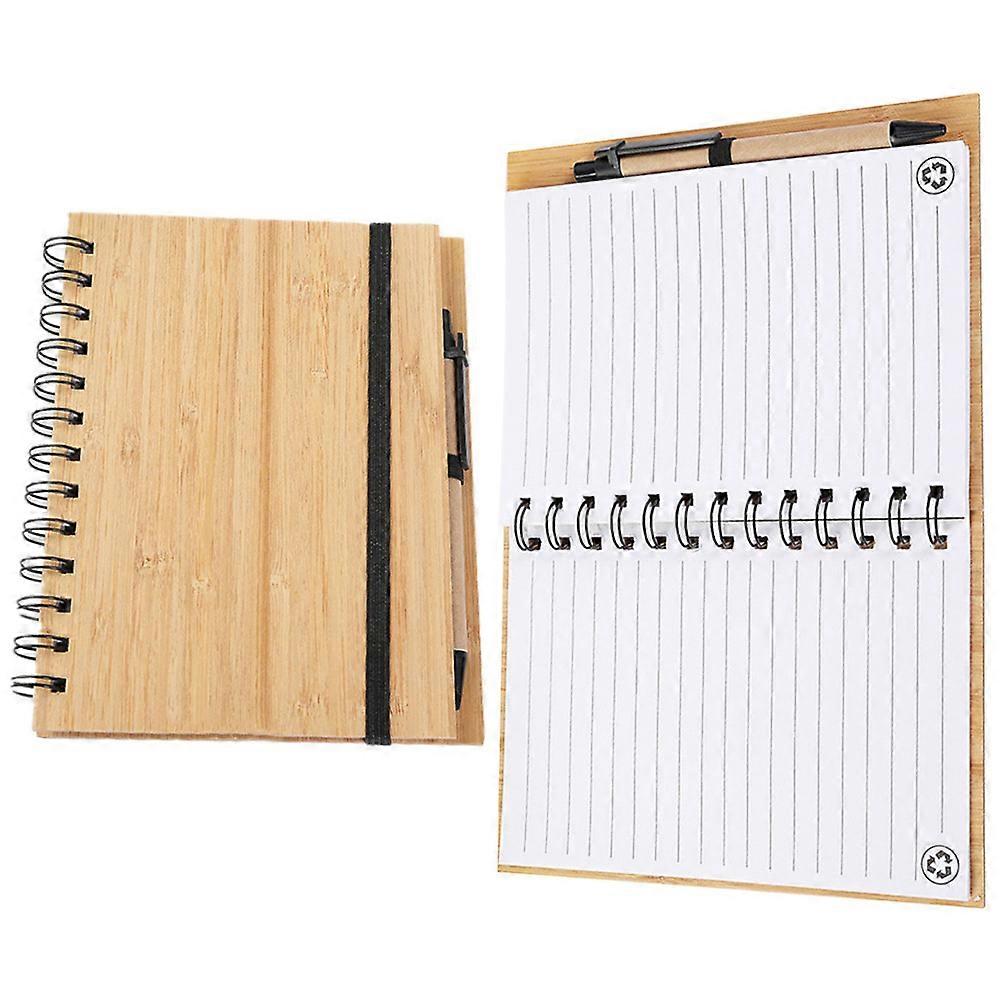Bamboo Cover Notebook Spiral Notepad for Office 1Set Student Notepad
