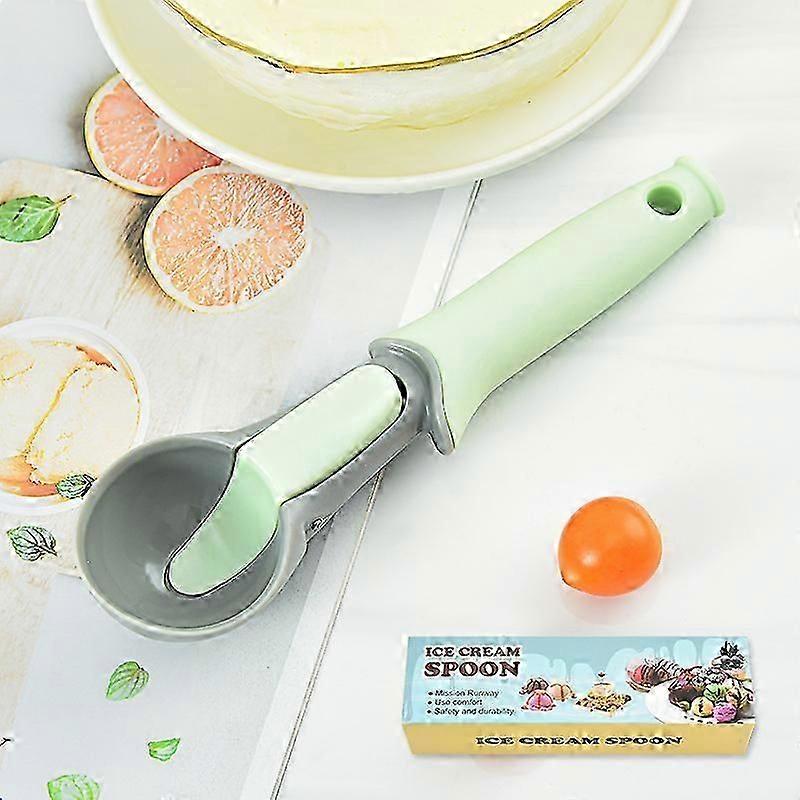 Ice Cream Scoop with Trigger, Plastic Cookie Scoop with Comfortable Non-Slip Rubber Handle, Non-Stick Ice Cream Scooper for Jelly, Fruit, Yogurt