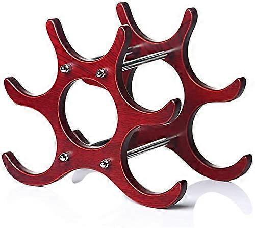 Wine Rack MDF Desktop Dark Red Gravity Design for 6 Bottles Detachable Easy Assembly Home Bar Decor