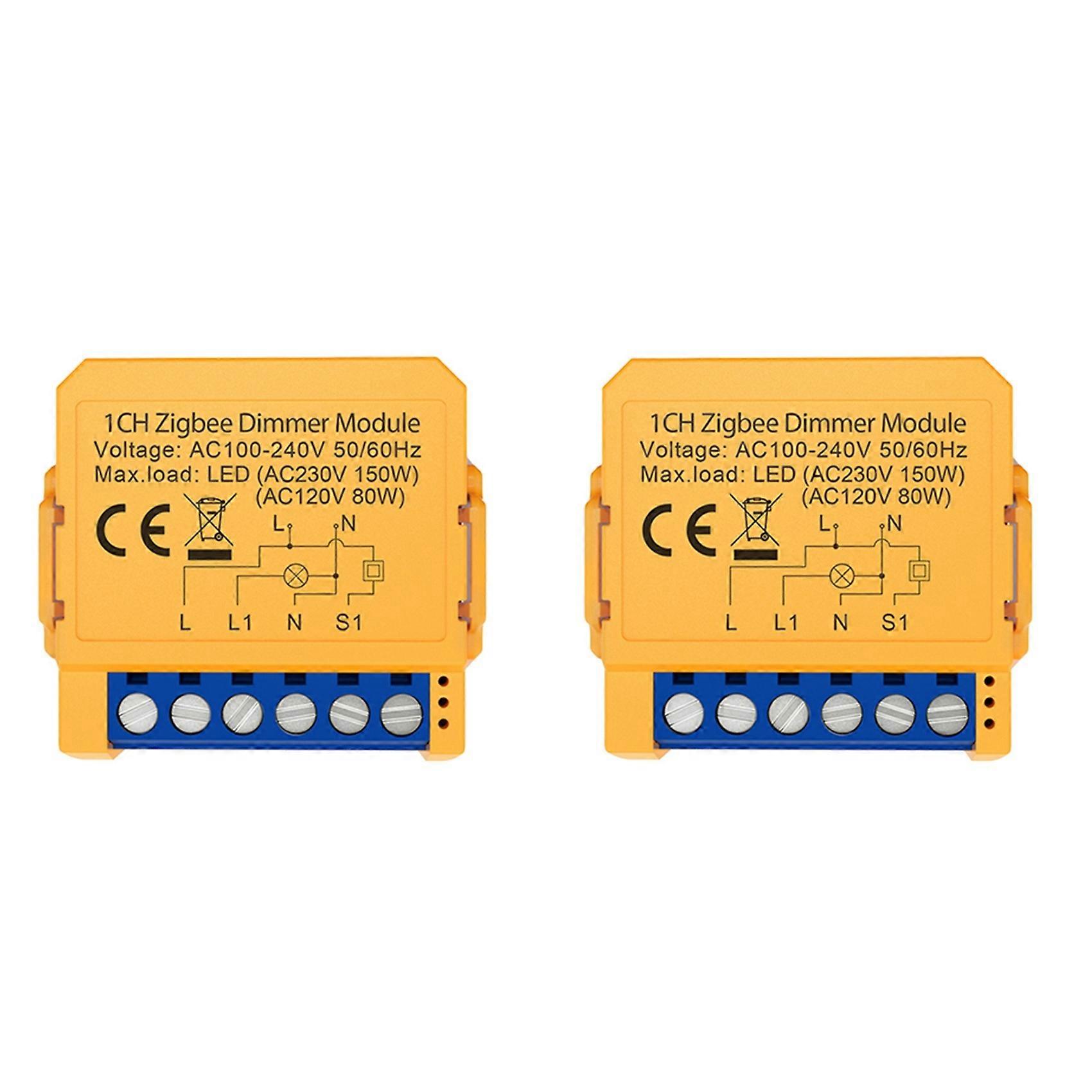 2X Tuya Zigbee Smart Dimmers Switch Module 1CH Control LED Lights Dimmable Switch Stepless Dimming+Voice Control