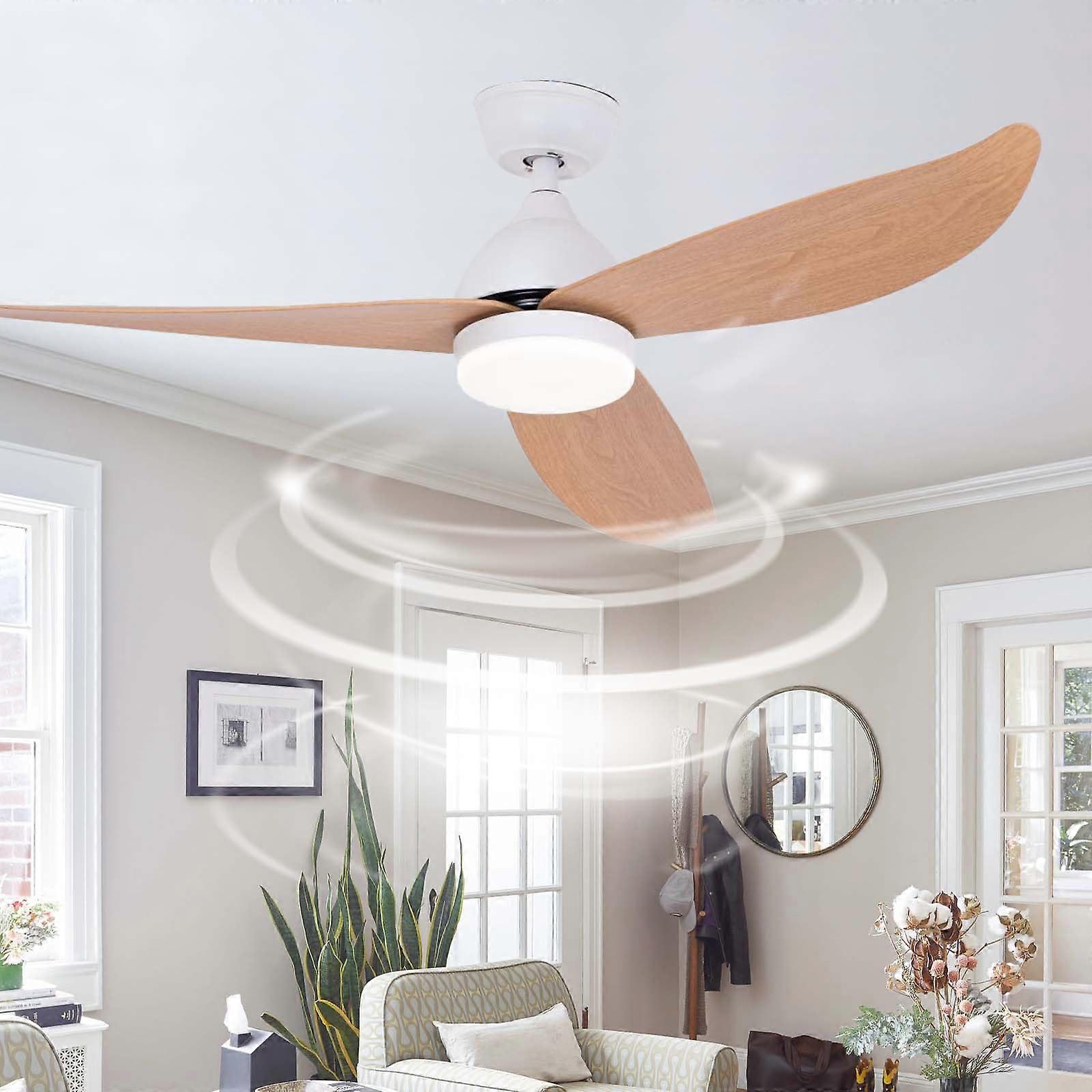 Ceiling Fans with Lights Smart Reversible 118cm 6Speed DC Remote Control Flush Mount Living Room Bedroom 3 Colour Temp