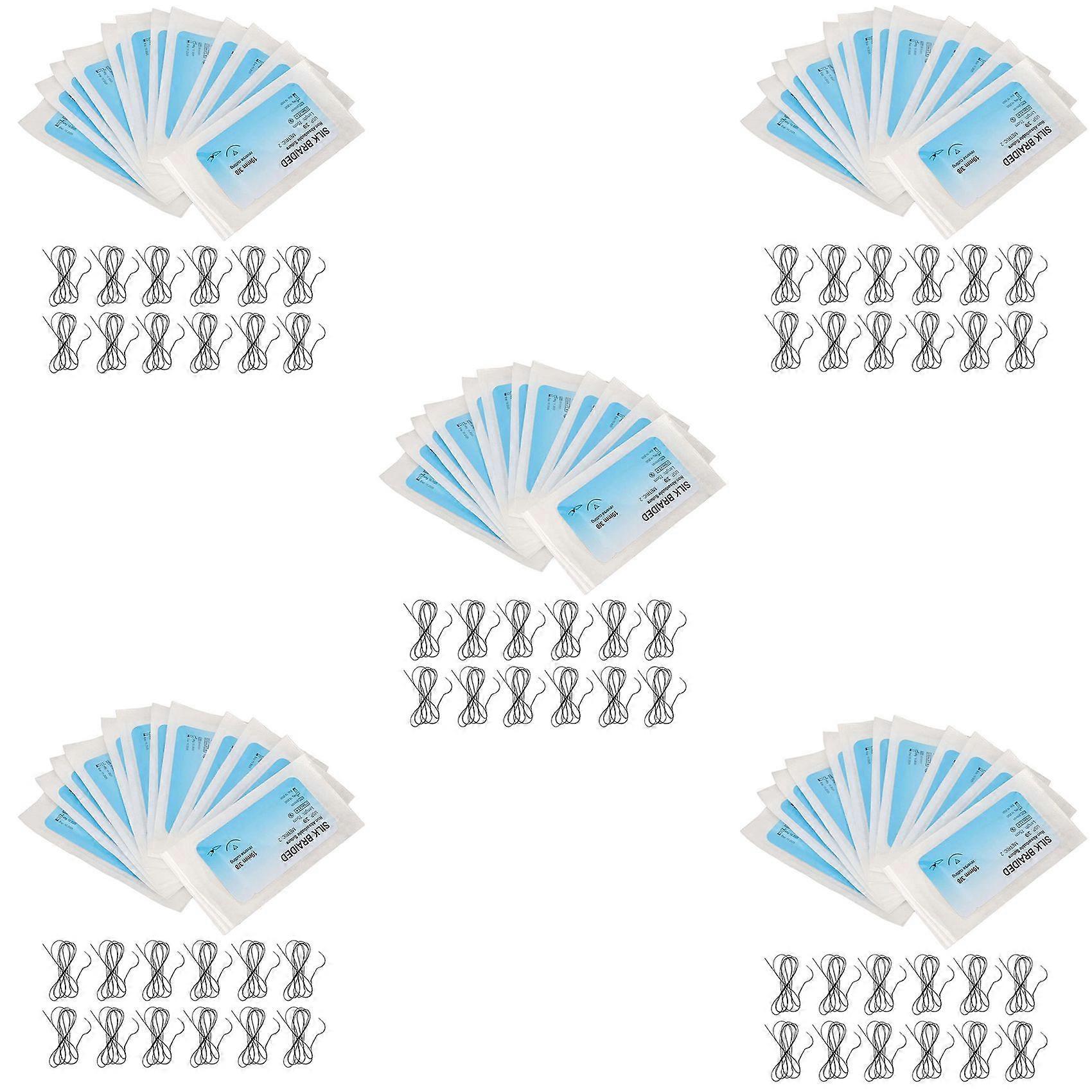 60Pcs Suture Set, Silk Thread Suturing Kit with CurvedNeedle Wound Suture Practice Thread for Clinic