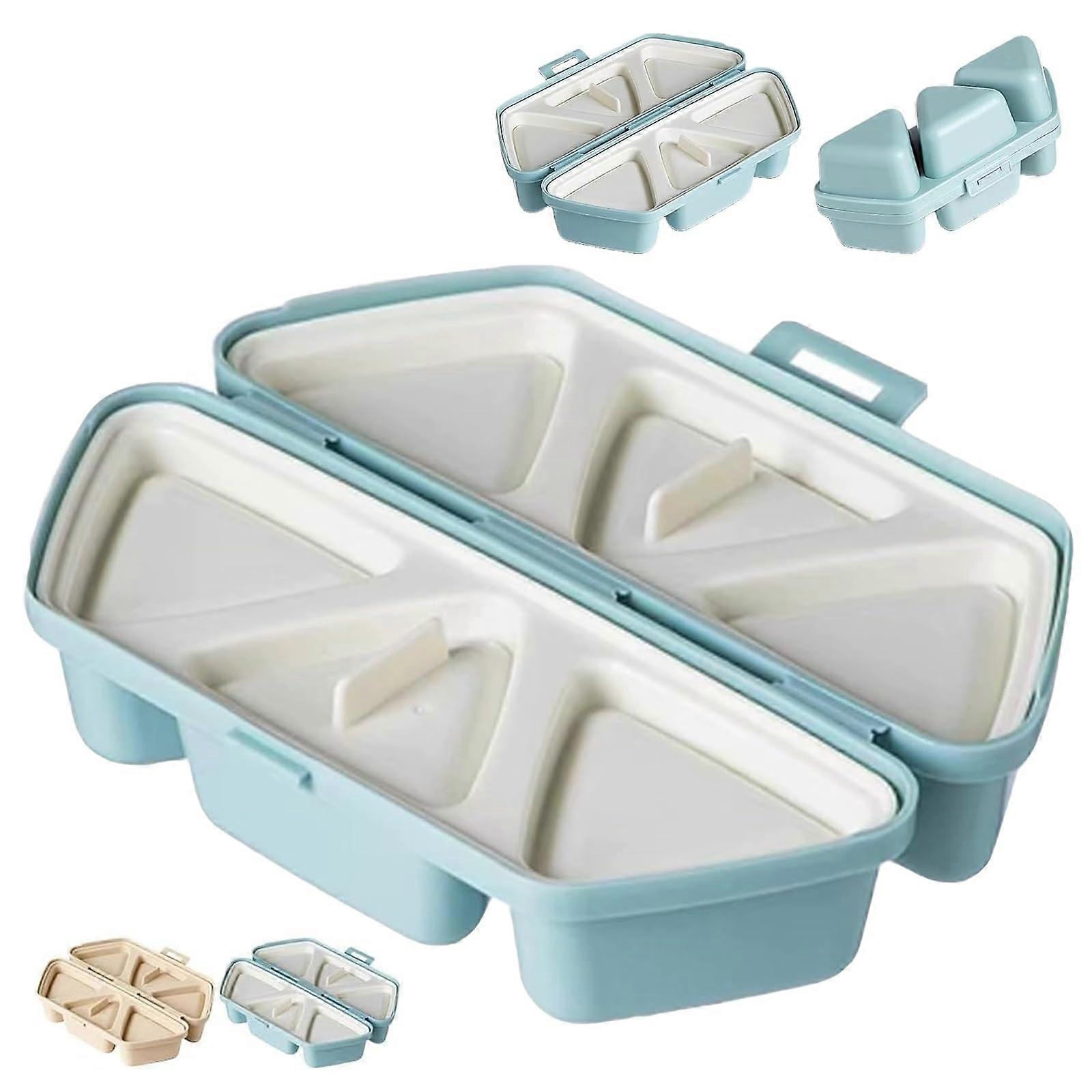 Sushi Rice Mold 6 in 1 Triangle Onigiri Maker Nonstick Bento Rice Ball Set Dishwasher Safe Blue