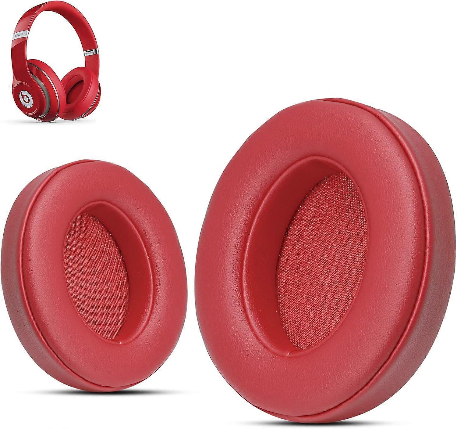 Replacement Ear Pads, Ear Cushions for compatible with Beats Studio 2 & 3 (B0501, B0500) Wired and Wireless Headphones Soft Memory Foam Red