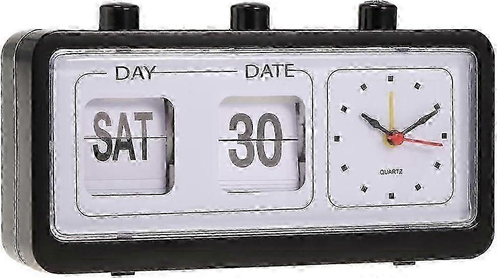 Top Beside Clock With Calendar Display, Black, 20x5x10.8cm