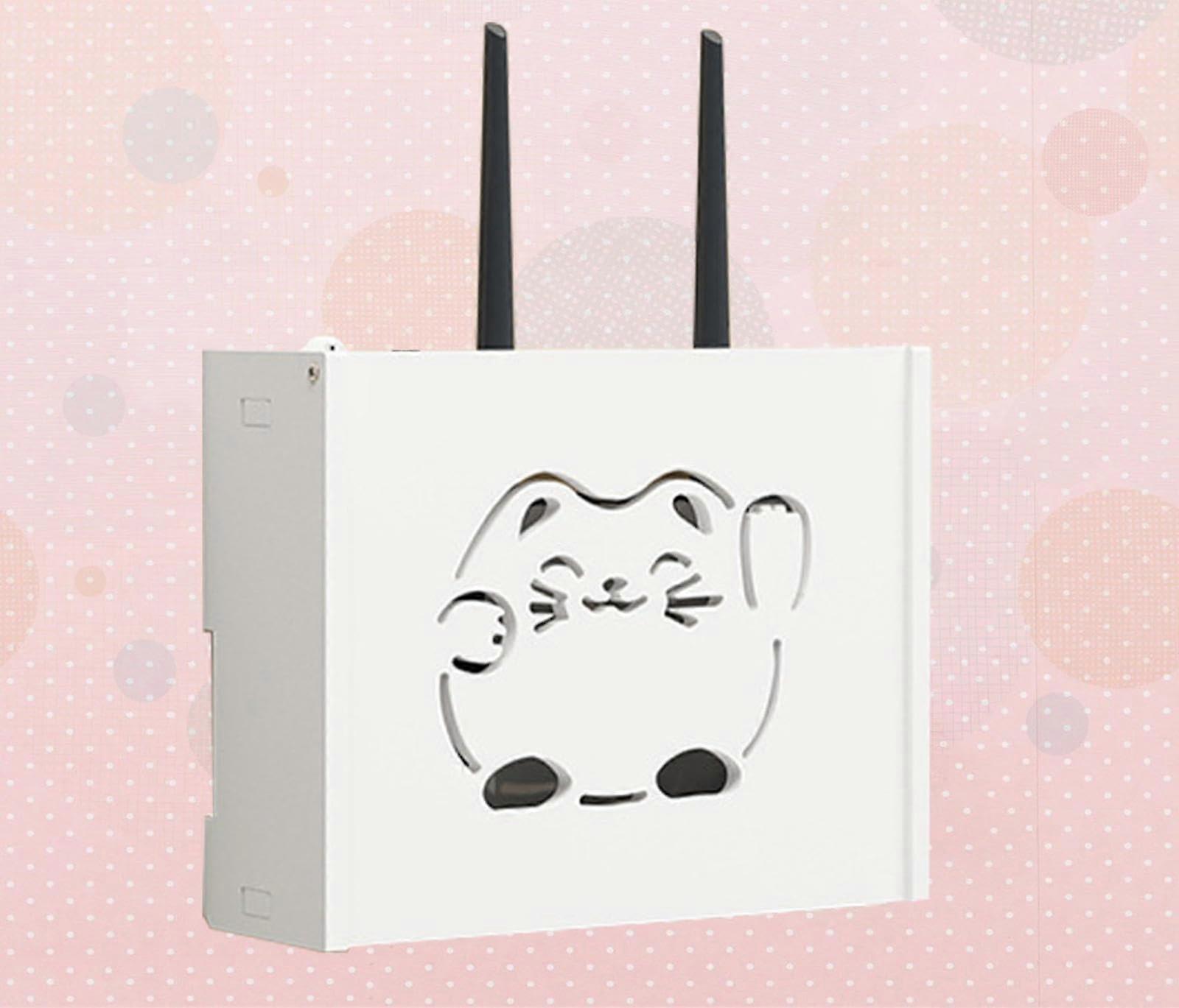 Wall Mounted Router Shelf with Cable Management, Storage Box Rack, A22x20x8.5cm