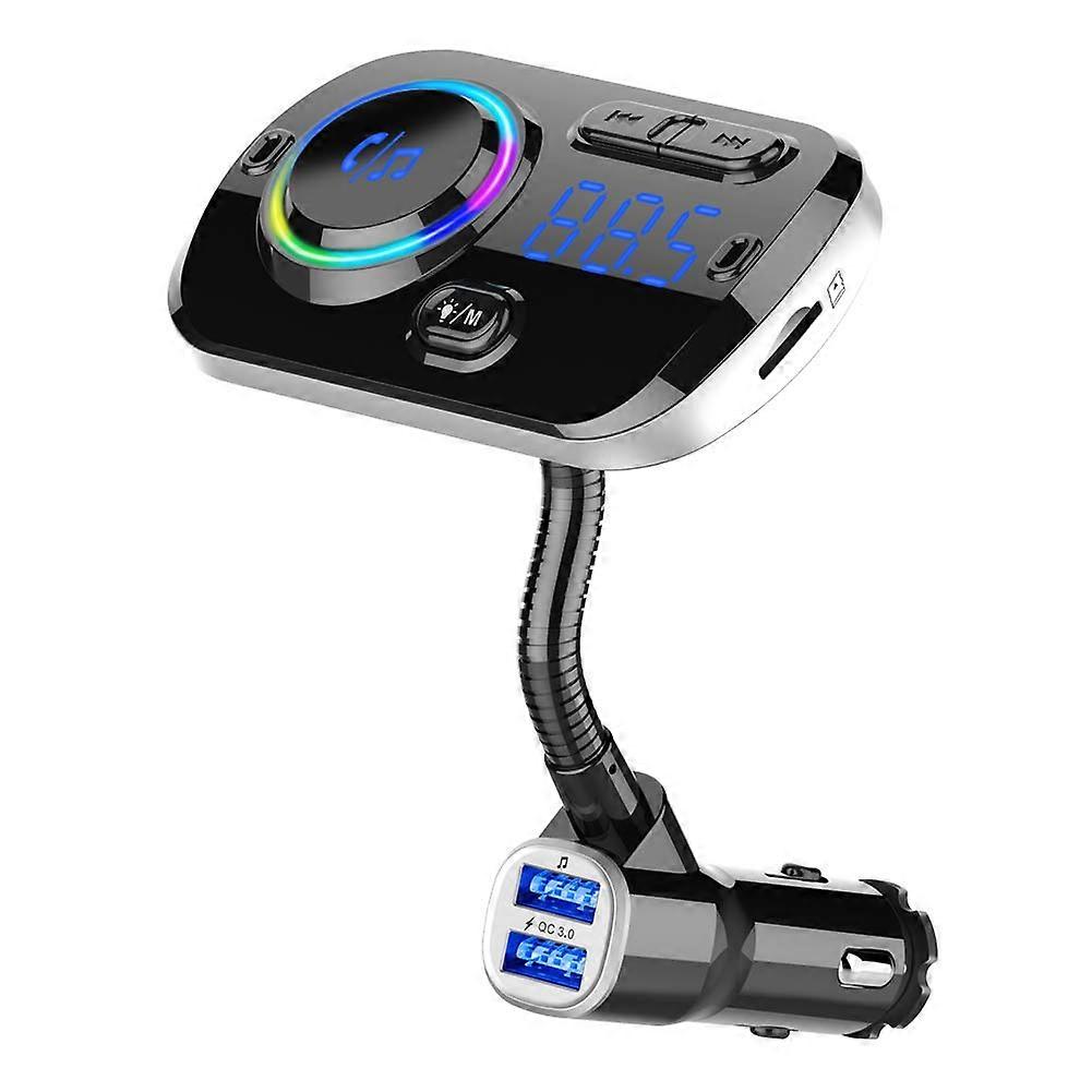 Bluetooth FM Transmitter for Car with Fast Charging, Dual USB, Voice Assistant, LED, AUX/TF
