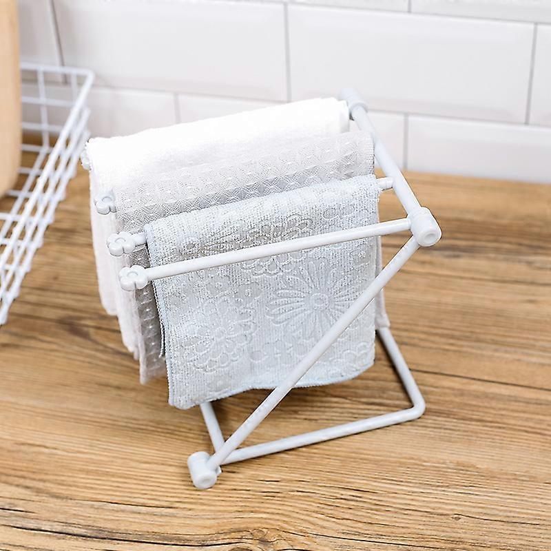 Foldable Kitchen Towel Rack Plastic Storage Rag Rack Vertical Desktop Dish Cloth Drain Shelf Multi-Function Kitchen Supplies