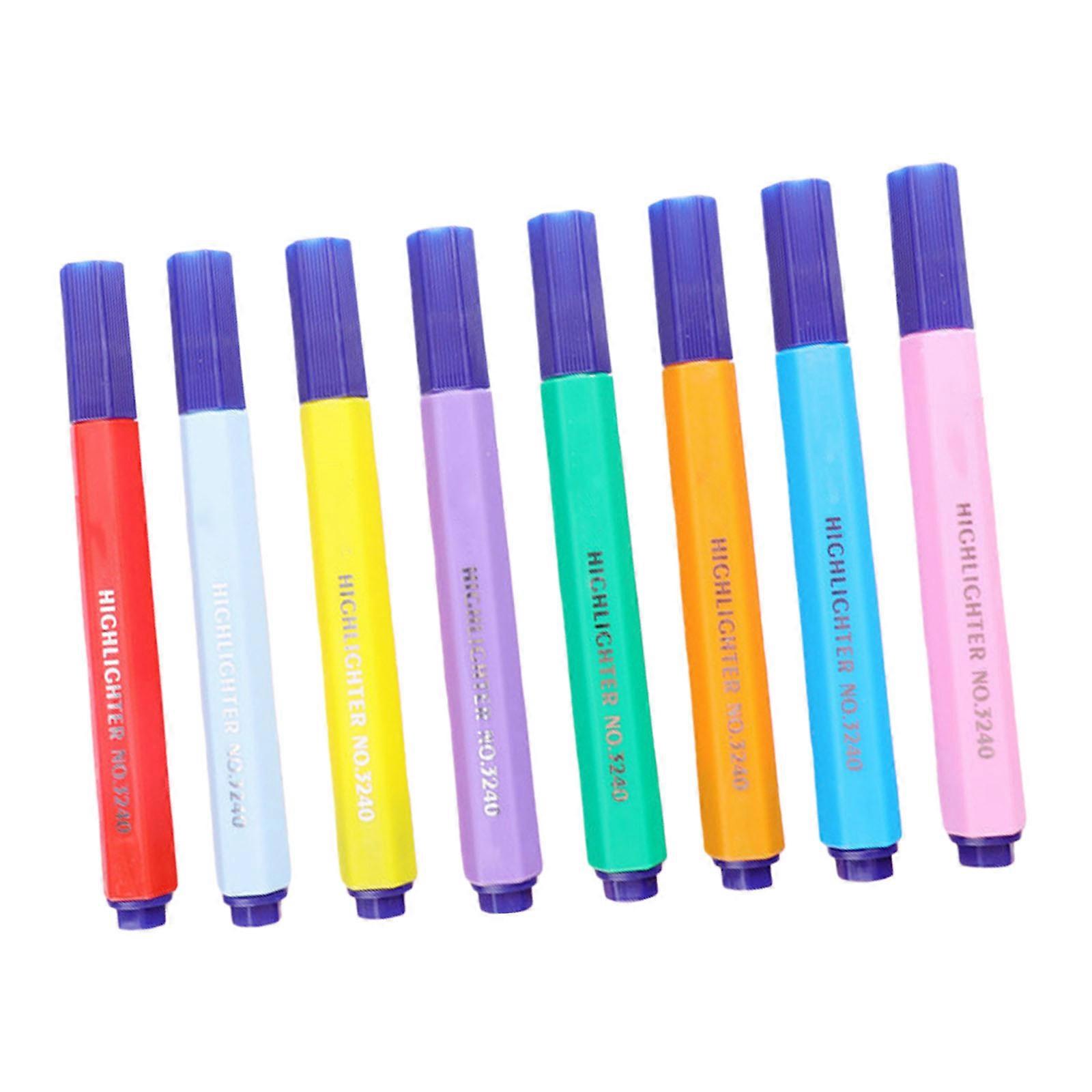8Pcs Fluorescent Highlighters Smooth Glides Fluorescent Marker Pen For Book Annotation School Projects And Work Notes Multicolor