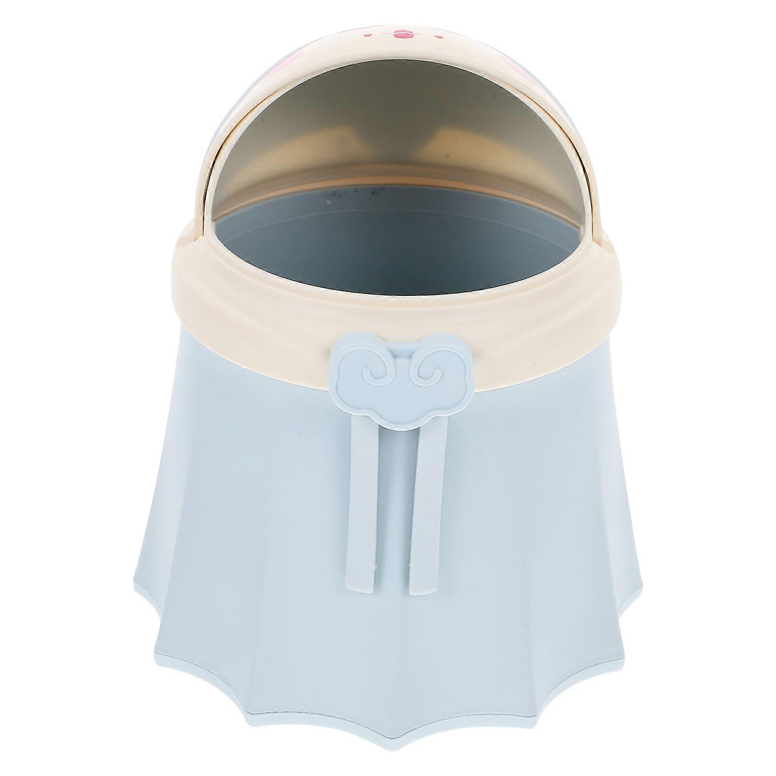 Cartoon Mini Trash Can Blue Desktop Trash Can for Easy Storage Use