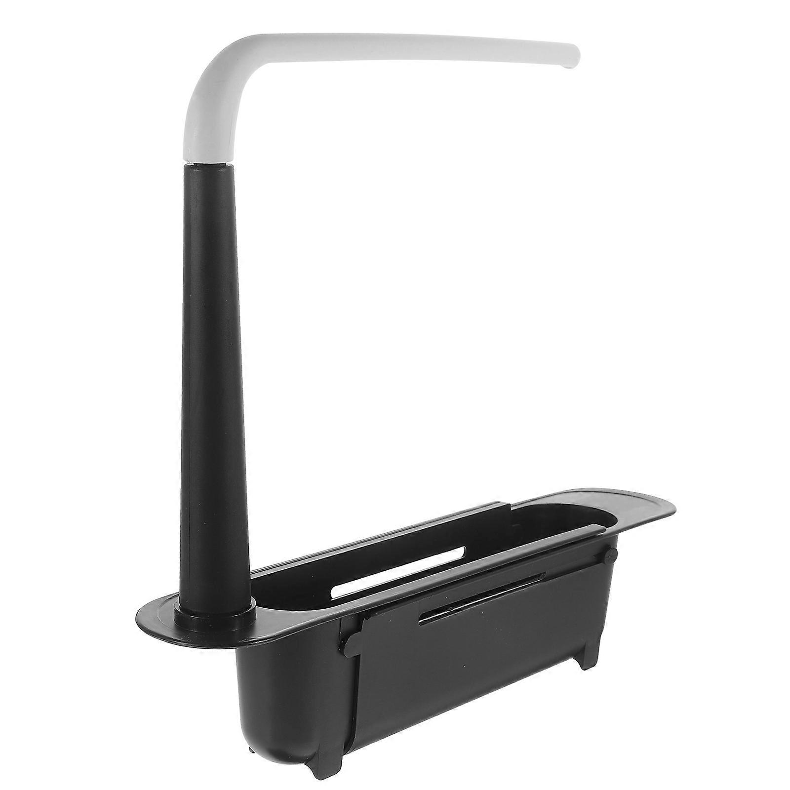 Sink Sponge Holder Plastic Telescopic Rack for Storage 2Pcs Black