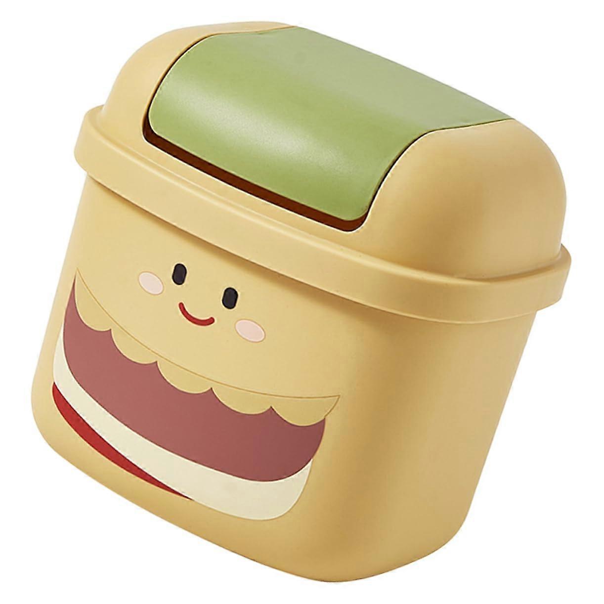 Mini Desktop Trash Can Cute Cartoon Hamburger Design Small Garbage Bin for Home Office Kitchen