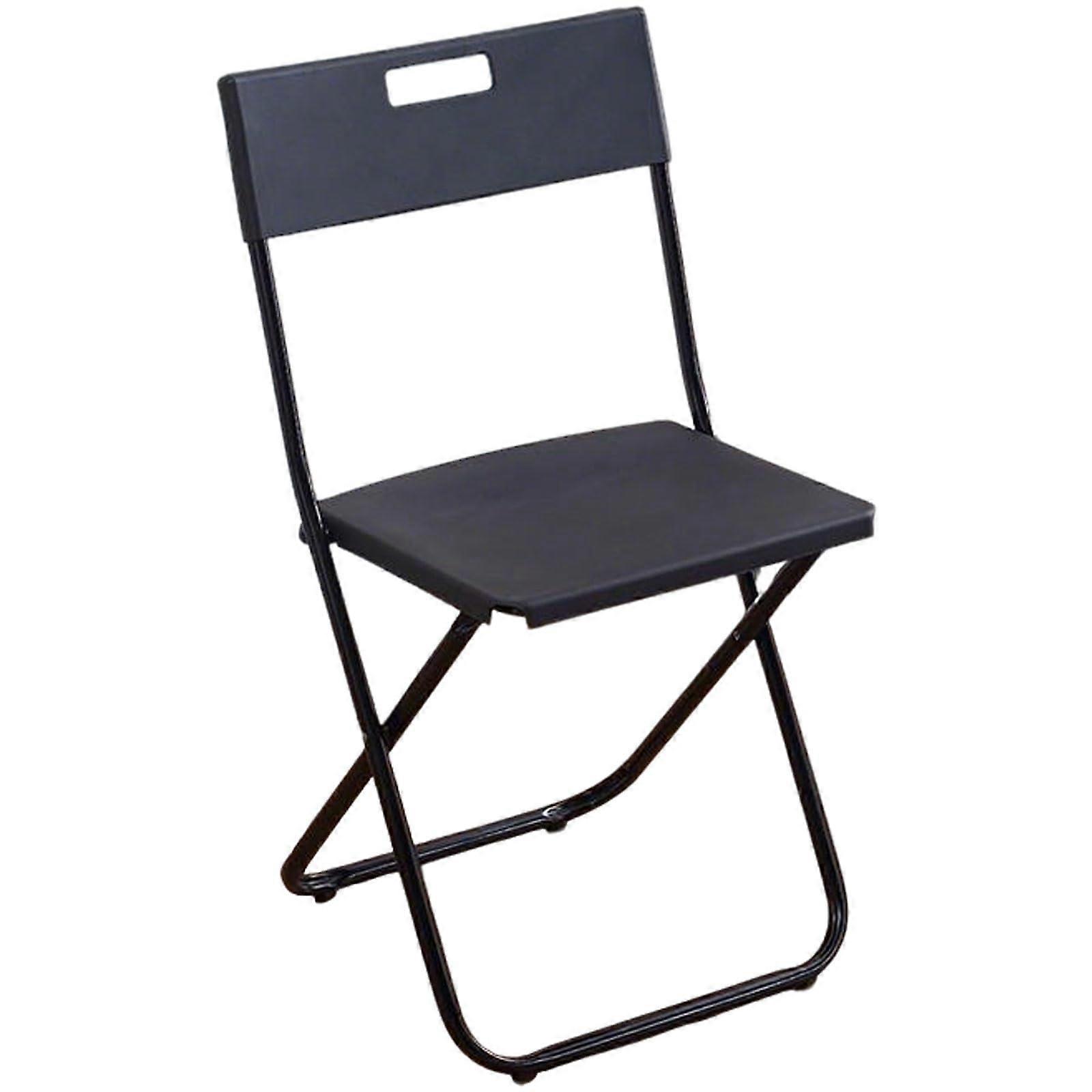 2 Pack Black Folding Chairs with Durable Metal Frame, SpaceSaving Design and Builtin Handle