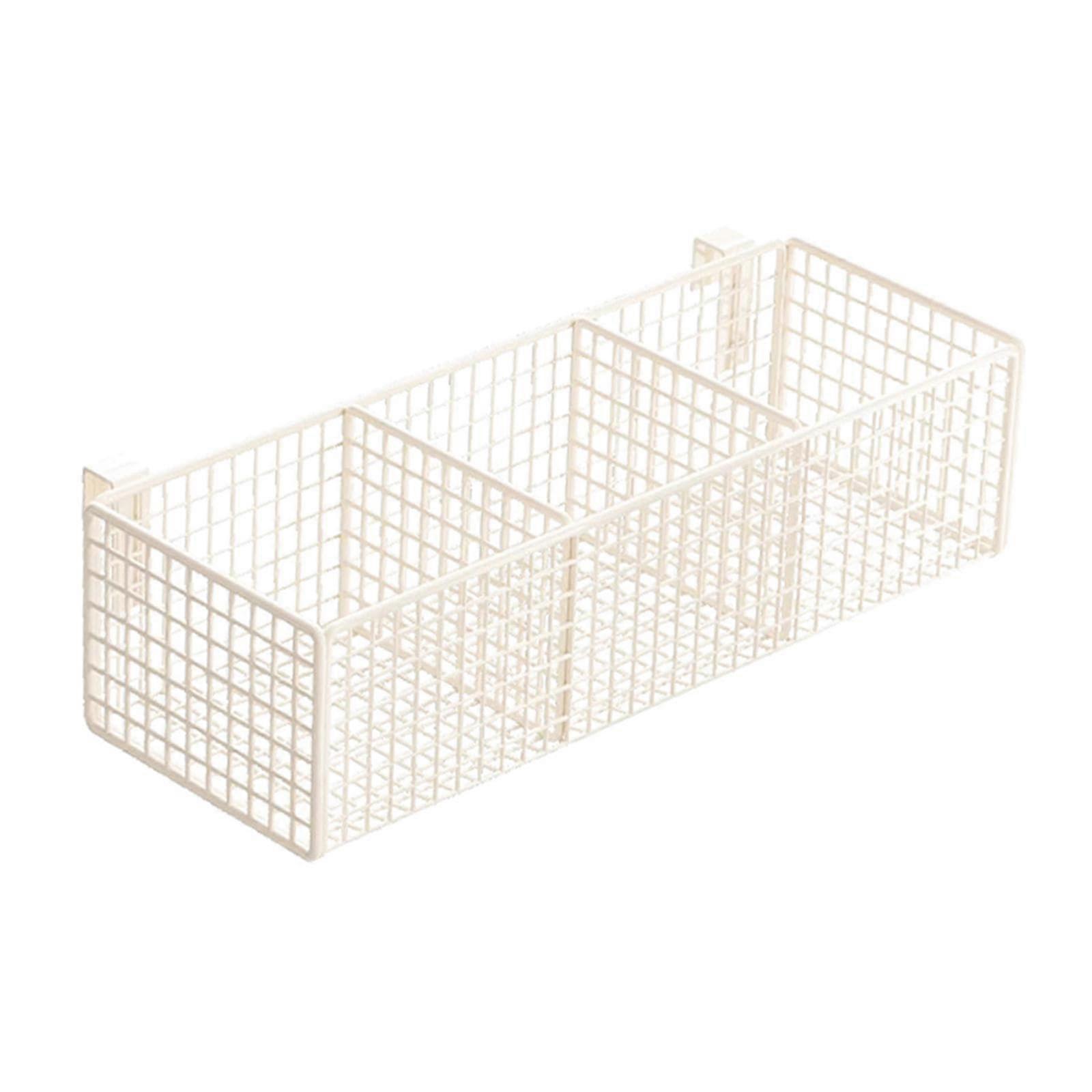 Cubicle Hanging Organizer SpaceSaving Iron Mesh Shelf with 3 Grids for Office Storage