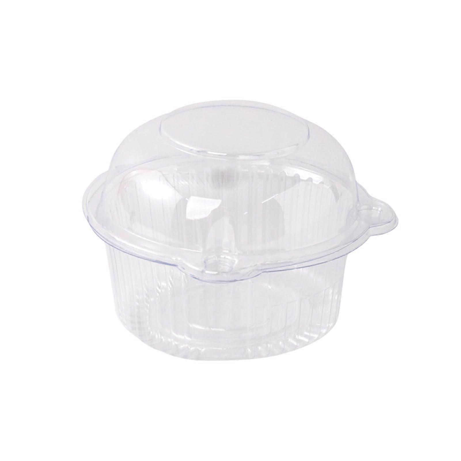Cake Box with Lid, Transparent Food Grade PET, Stackable Cupcake Holder 13x10.5cm