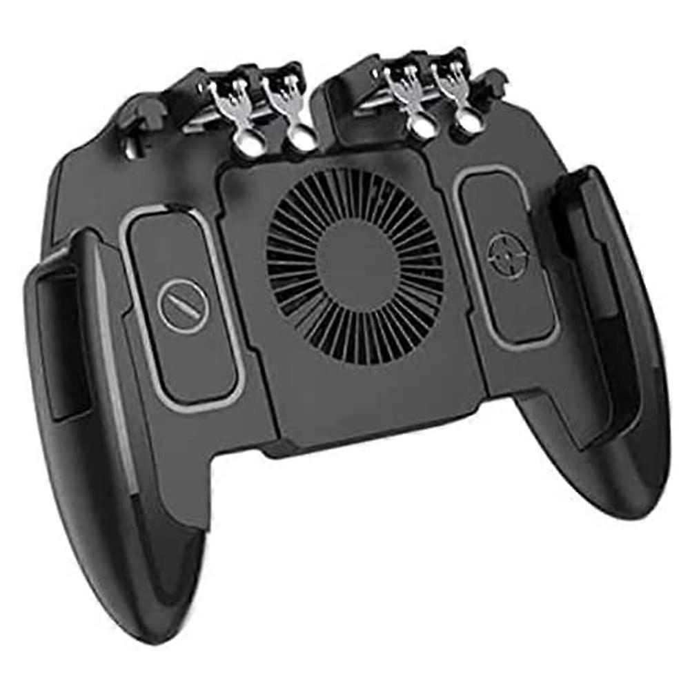 Six Finger Mobile Game Controller with Cooling Fan and 180° Rotating Keys for PUBG COD