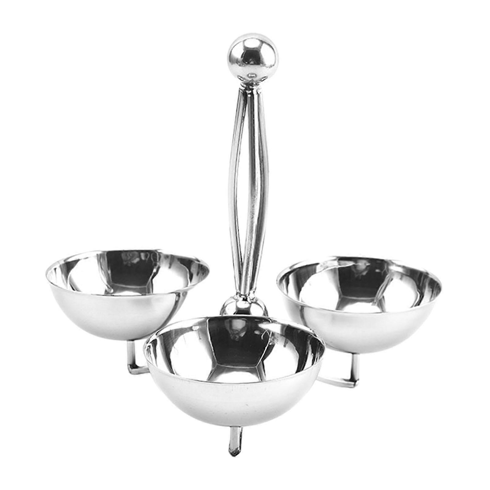 Stainless Steel Serving Bowls Set, 3Compartment Condiment Server with Stand, Durable and Sleek