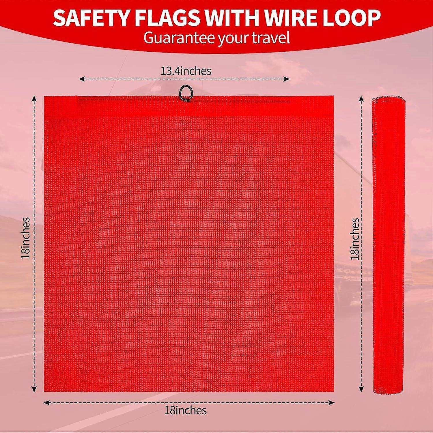 2 Pieces 18 x 18 Inch Safety Flags with Wire Loop Mesh Safety Flag Warning Flag