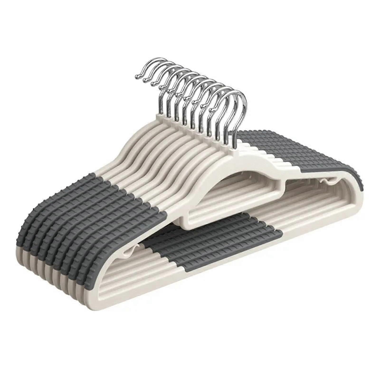 10PCS NonSlip Clothes Hangers No Trace SpaceSaving for Dormitory and Bedroom Grey
