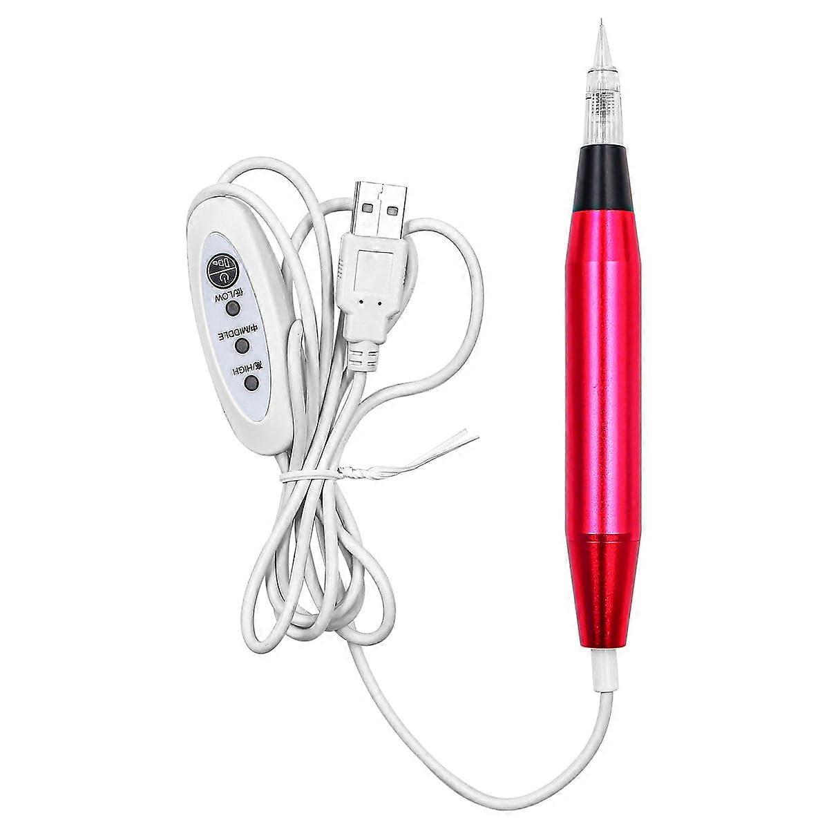 Permanent Makeup Rotary Pen with Automatic Depth Control for Eyebrows Lips Eyeliner Red Aluminum