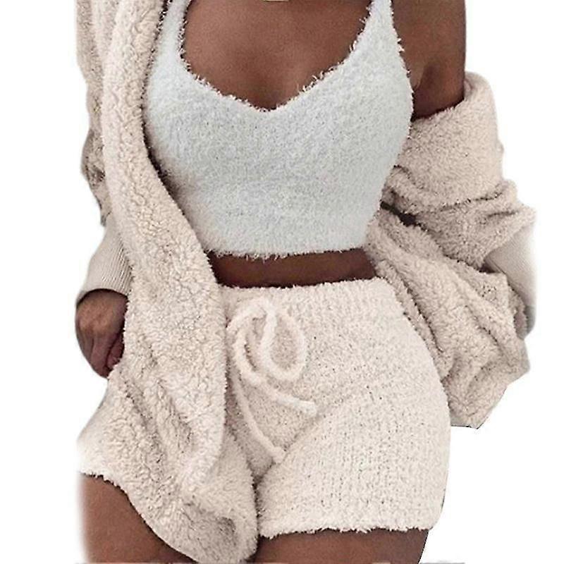 3pcs knit set shorts sweater coat cozy
